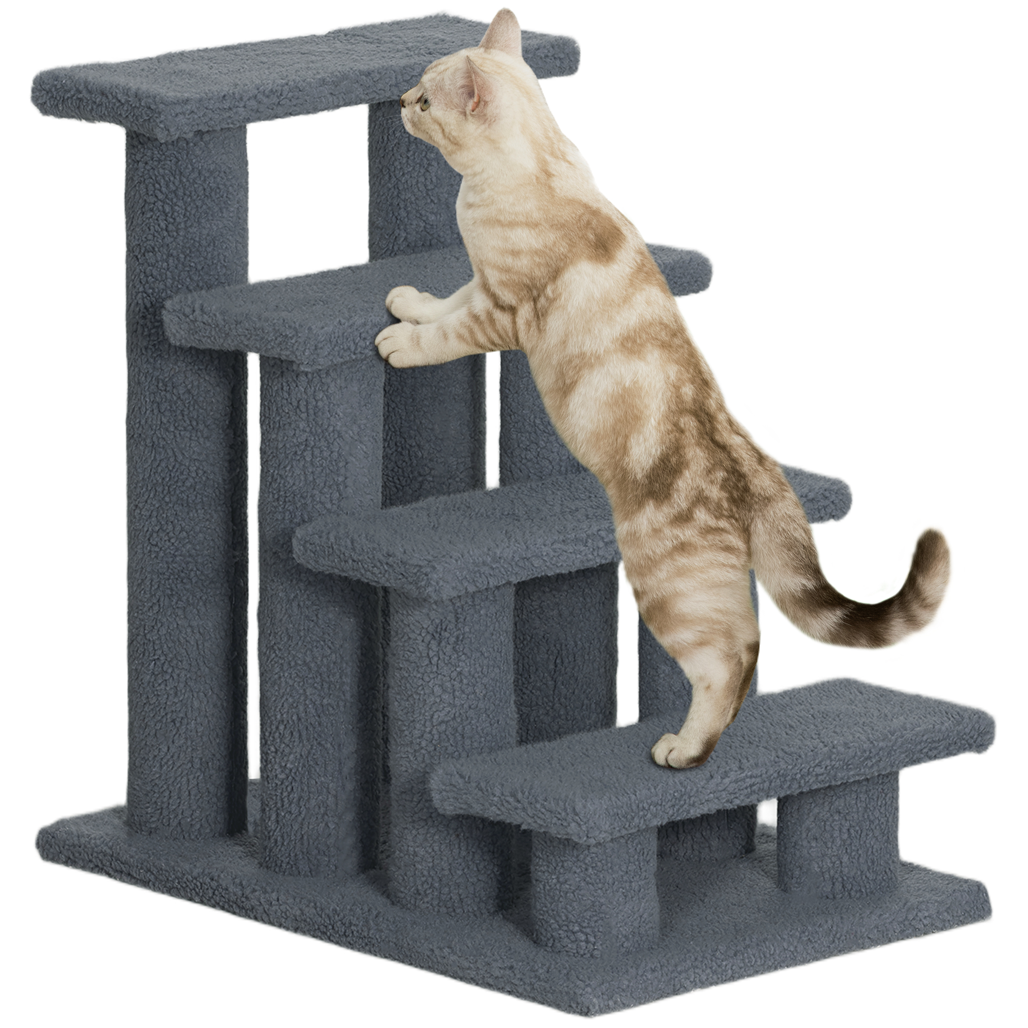 Dog Steps for Bed 4 Step Pet Stairs for Sofa Dog Cat Climb Ladder 63x43x60 cm Grey (Drop Shipping Only, Not for Amazon)