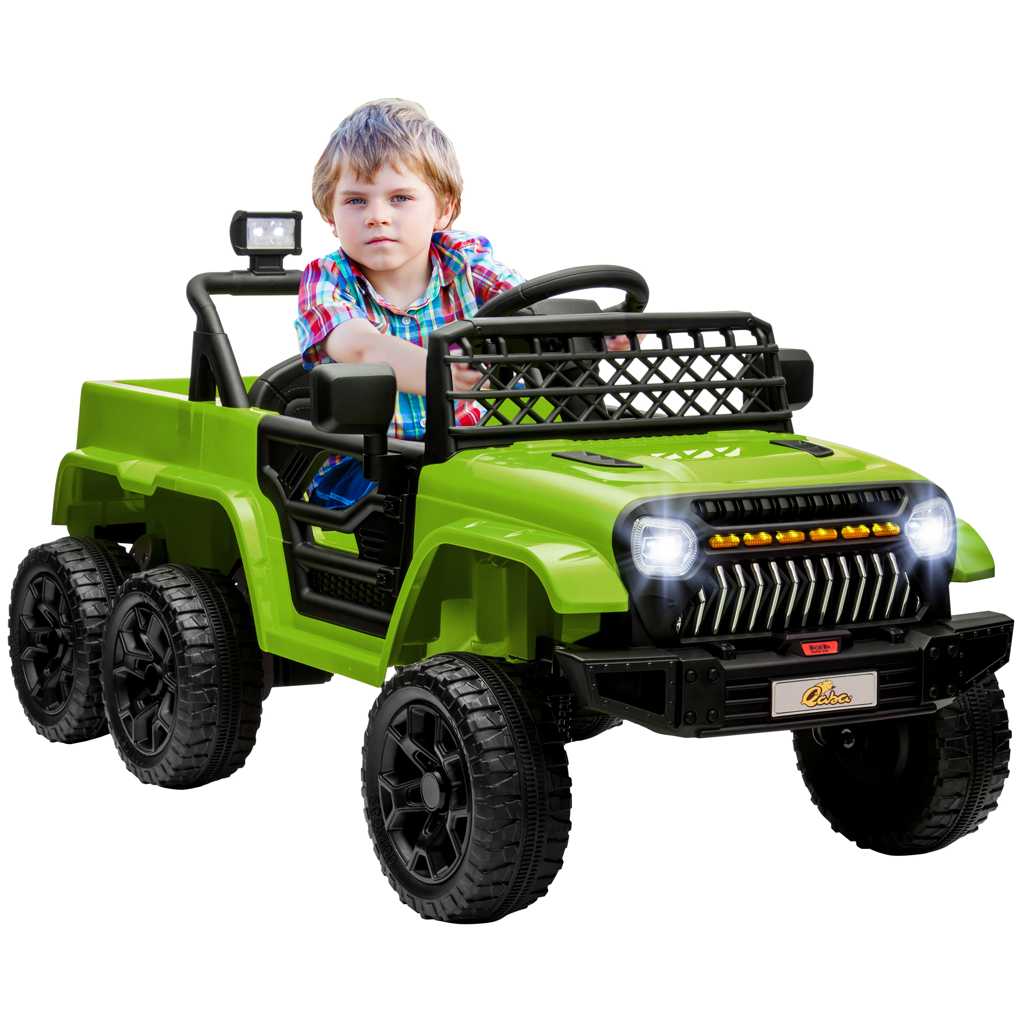 12V 4x4 Kids Electric Car w/ 2WD/4WD Switchable, Remote Control, Spring Suspension System, Back Trailer, Camouflage (Drop Shipping Only, Not for Amazon)