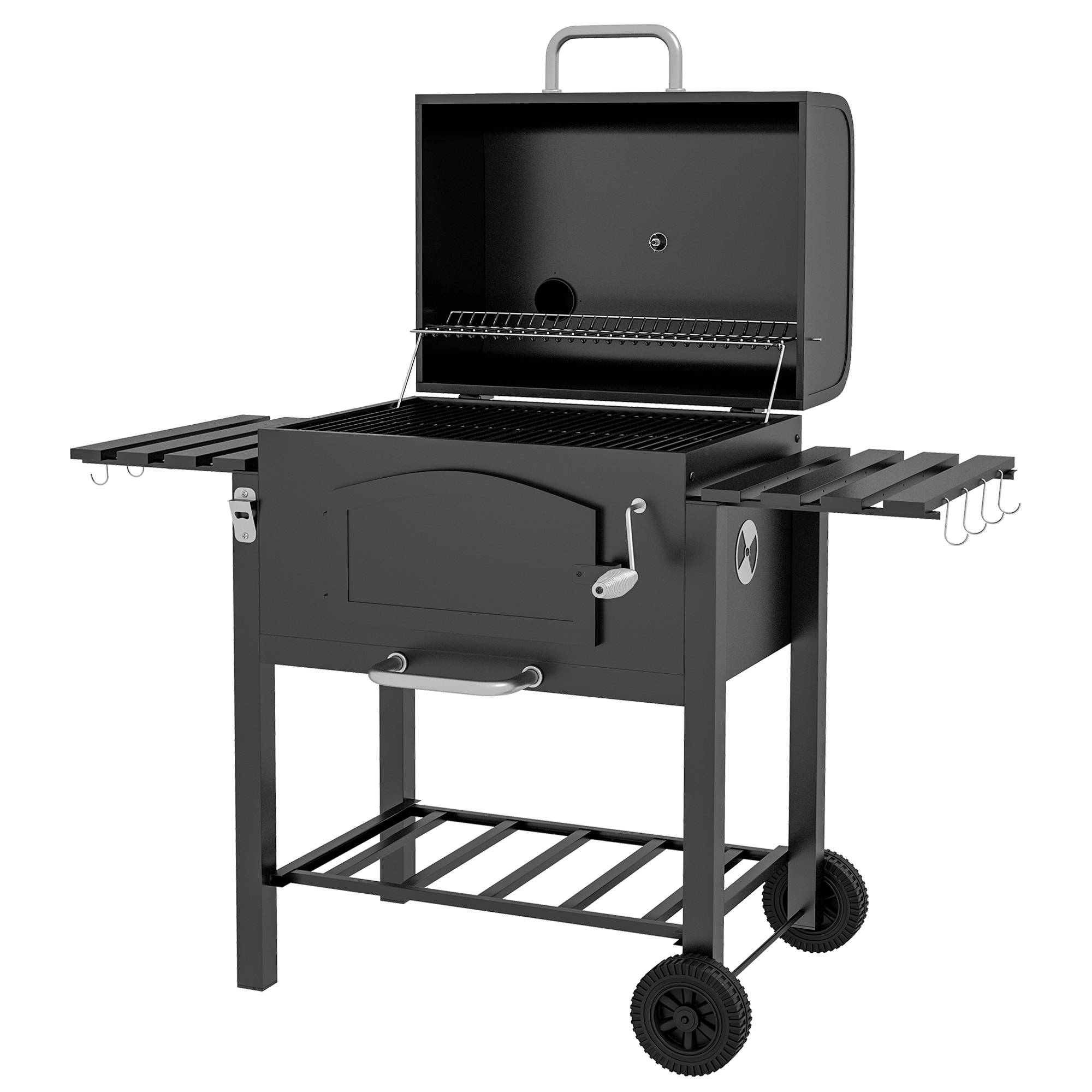 3-in-1 Charcoal BBQ, with Shelves - Black (Drop Shipping Only, Not for Amazon)