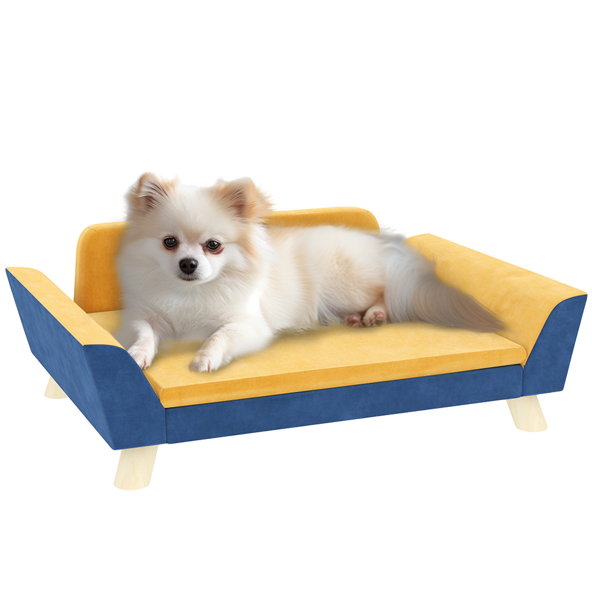 Dog Sofa Bed for Small Dogs with Soft Cushion, Washable Cover & Non-Slip Foot Pads, Orange (Drop Shipping Only, Not for Amazon)