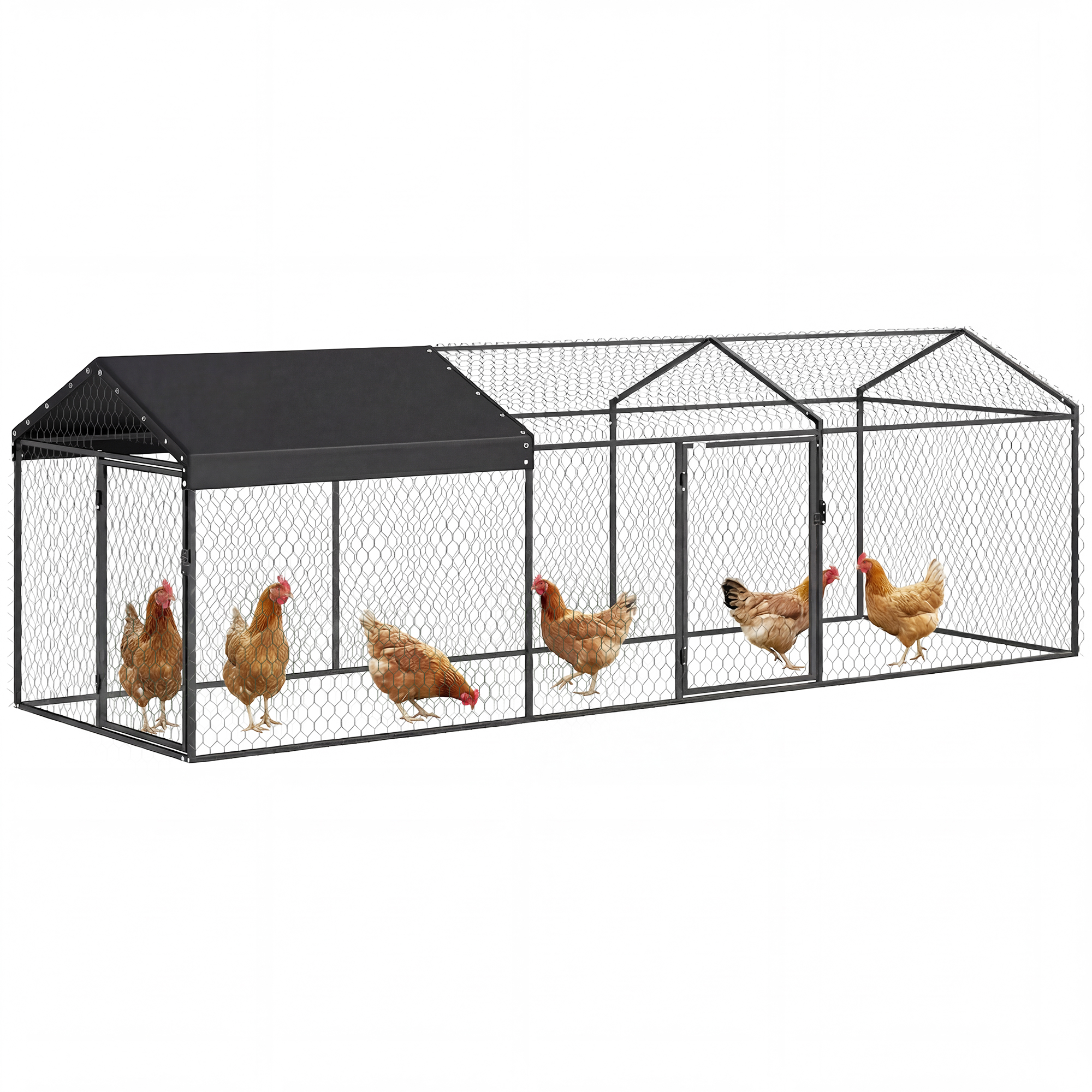 Large Metal Chicken Coop, Chicken Run with Waterproof & Anti-UV Cover for 3-5 Poultry, Outdoor Poultry Cage Rabbit Hutch (Drop Shipping Only, Not for Amazon)