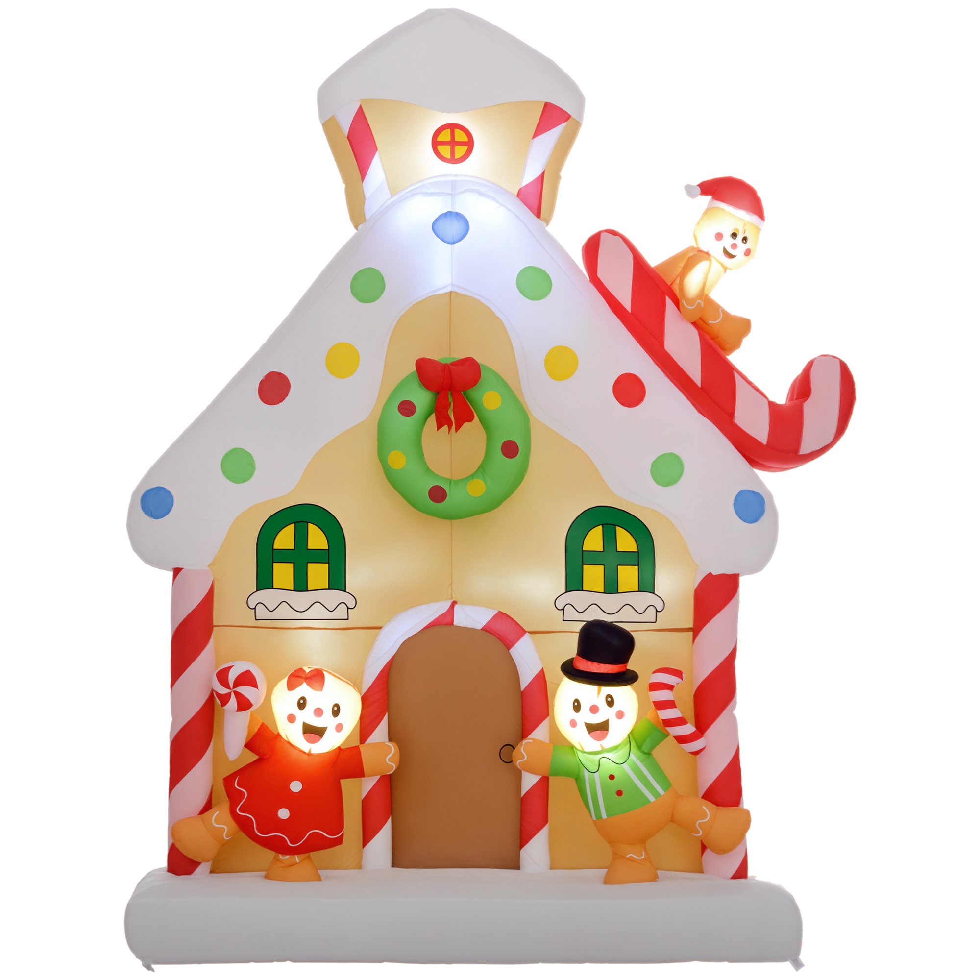 7FT Giant Inflatable Gingerbread House, Christmas Blow Up Decoration with Built-in LED Lights for Indoor, Outdoor, Yard (Drop Shipping Only, Not for Amazon)