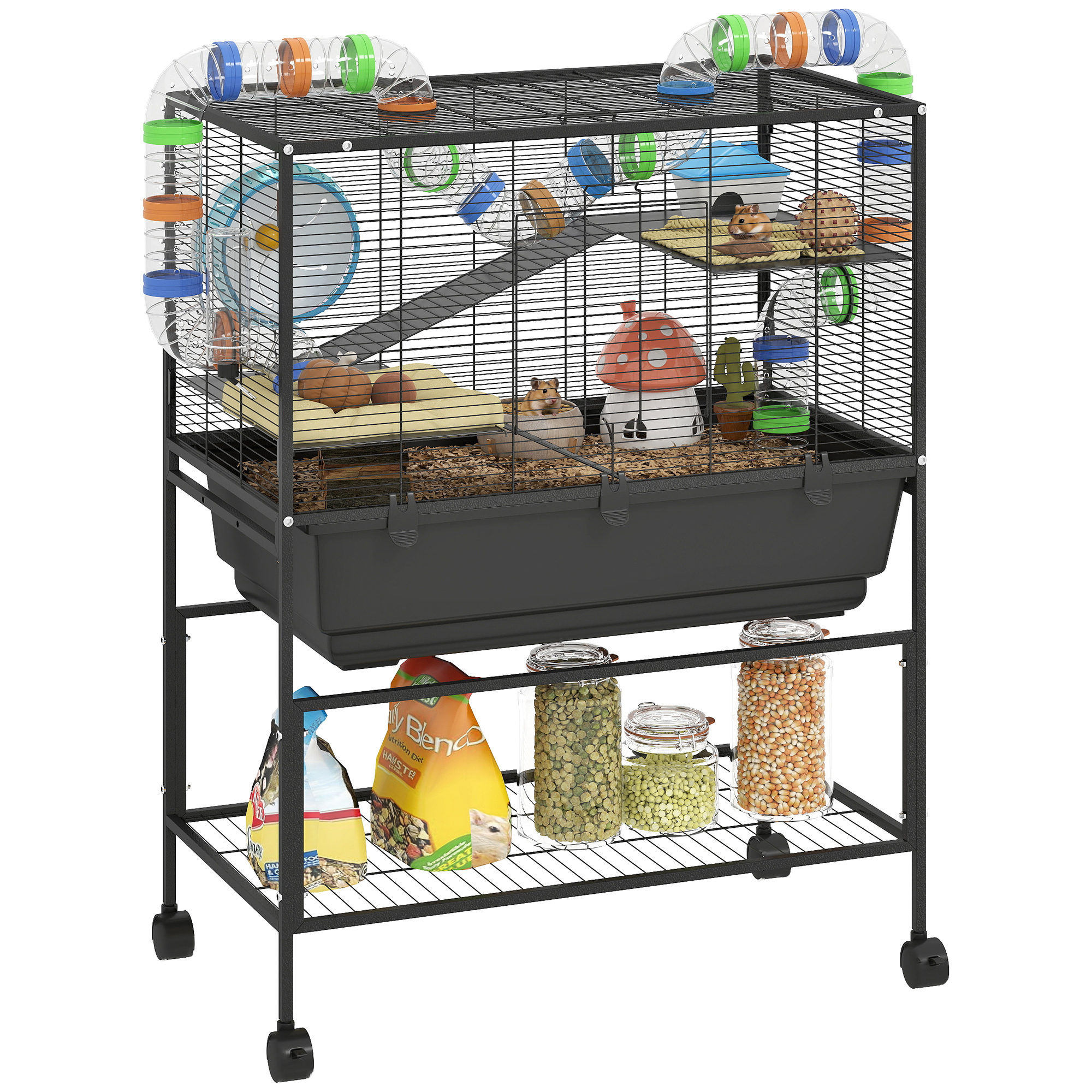 3 Tier Large Hamster Cage on Wheels with 17 cm Deep Tray, Storage Shelf for Syrian, Gerbil, Rats (Drop Shipping Only, Not for Amazon)