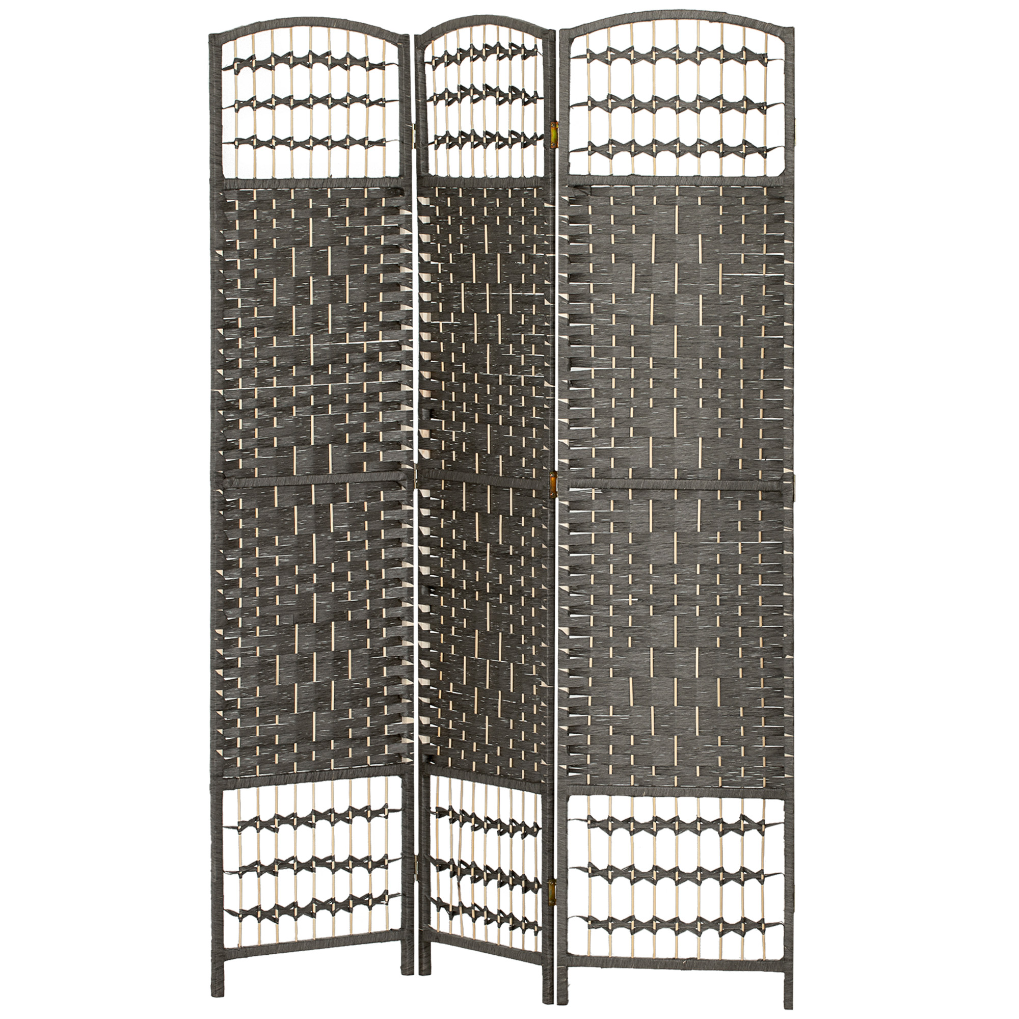 3 Panel Folding Room Divider Portable Privacy Screen Wave Fiber Room Partition for Home Office Dark Gray (Drop Shipping Only, Not for Amazon)