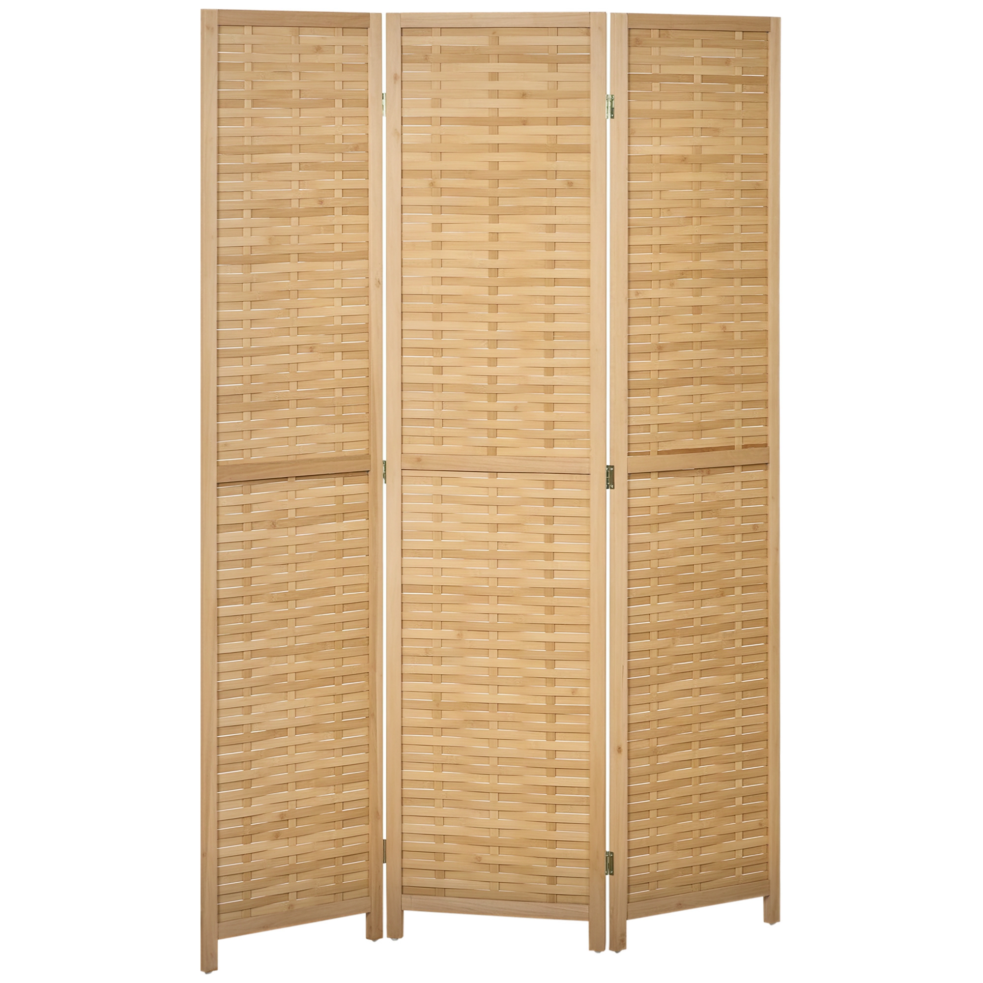 Hand Woven Room Divider, 3 Panel Bamboo Folding Privacy Screen for Home Office, 47.25