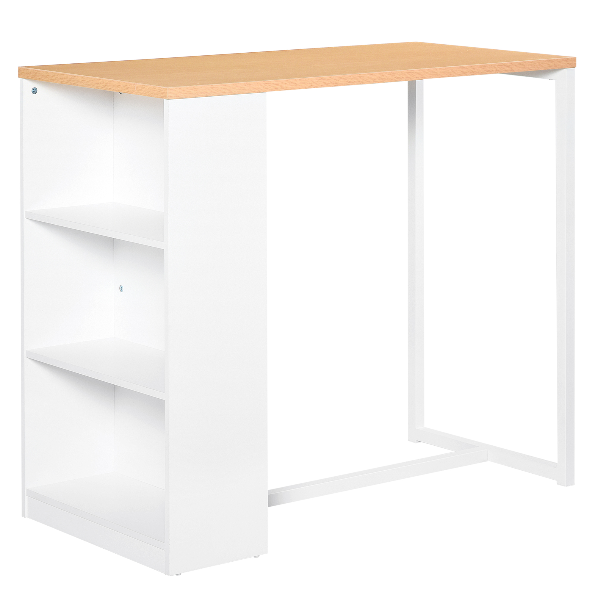 Modern Bar Table Counter Height Dining Table with 3 Storage Shelves for Kitchen, Dining Room, Living Room, Black (Drop Shipping Only, Not for Amazon)