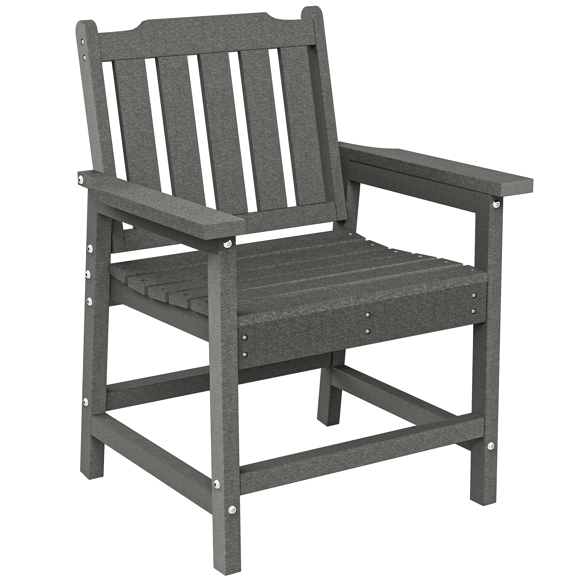 All-Weather Patio Chair, HDPE Patio Dining Chair, Heavy Duty Wood-Like Outdoor Furniture for Garden, Backyard, Deck, Porch, Lawn, Brown (Drop Shipping Only, Not for Amazon)