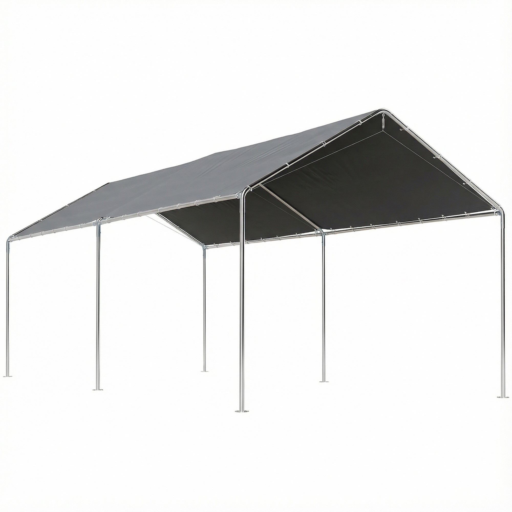 9.6' x 19.5' Carport Heavy Duty Galvanized Car Canopy w/ Included Anchor Kit, 3 Reinforced Steel Cables, Gray (Drop Shipping Only, Not for Amazon)