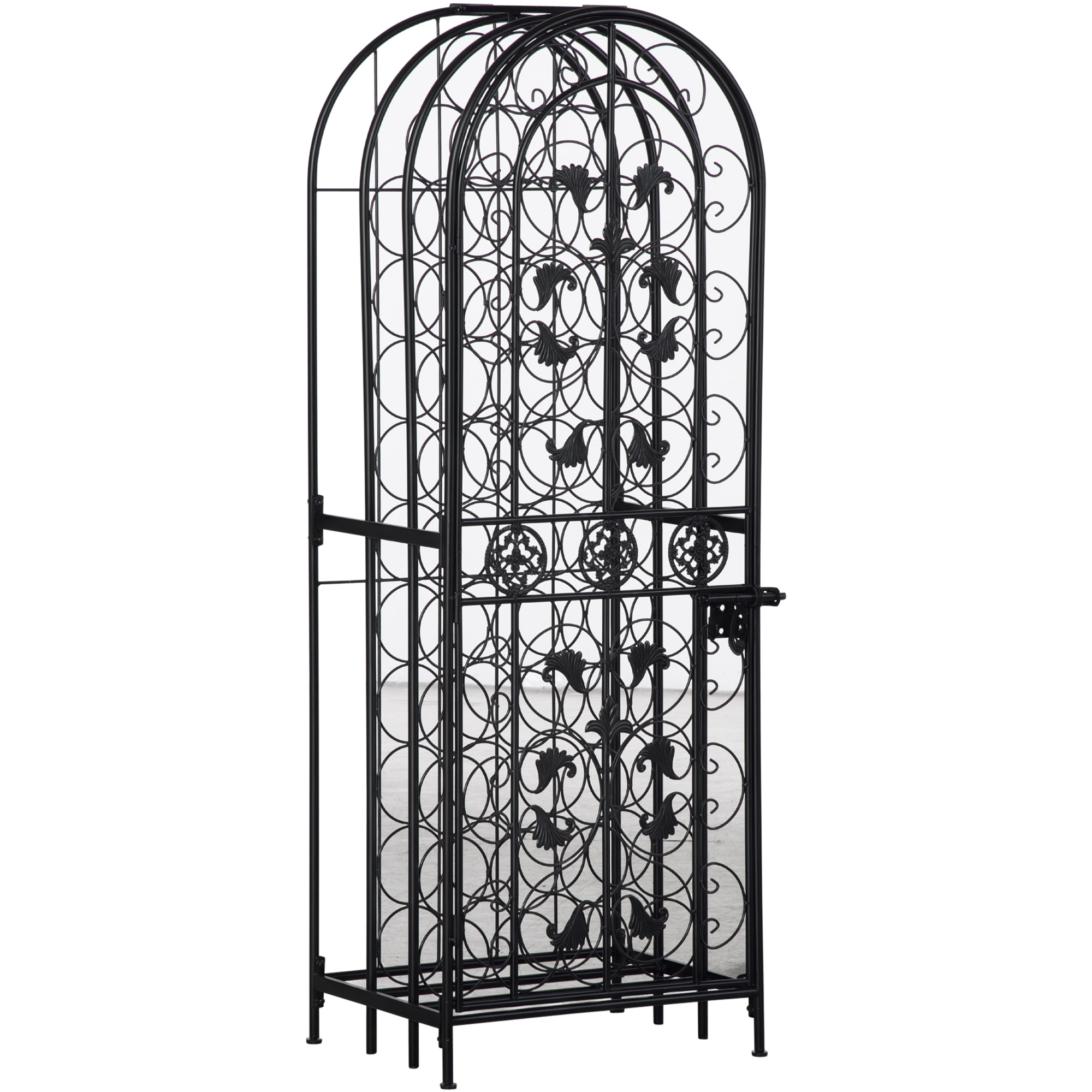 Wine Holder Rack 45 Bottle Storage Shelf Ideal Bar Display in Black 46 x 36 x 134cm w/ Door (Drop Shipping Only, Not for Amazon)