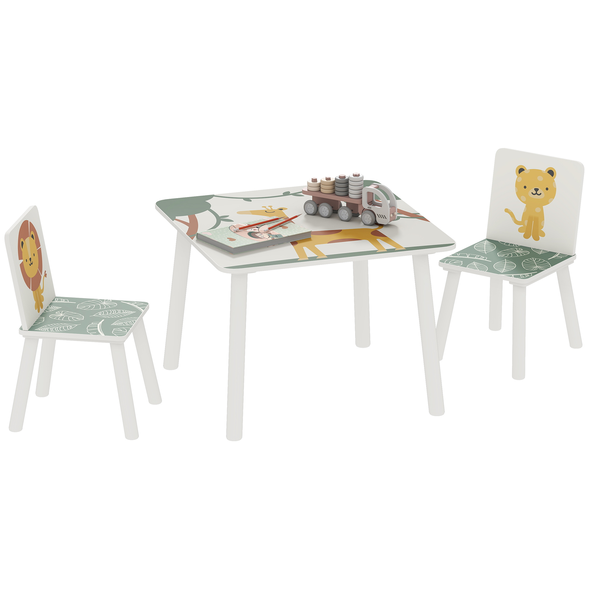 3-Piece Toddler Table and Chair Set, Kids Table with 2 Chairs Set for Bedroom, Nursery, Playroom, Green (Drop Shipping Only, Not for Amazon)