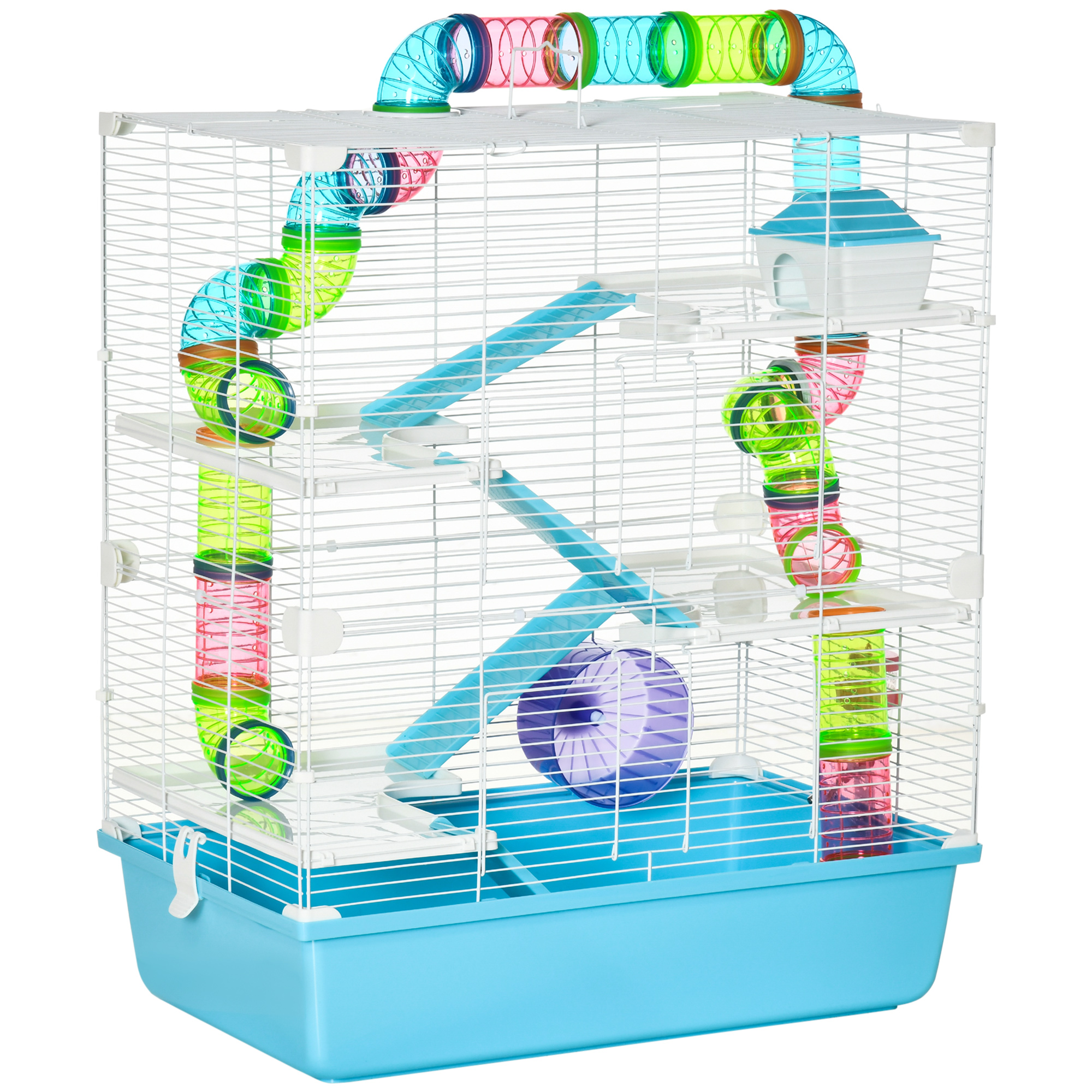 Hamster Cage w/ Water Bottle, Exercise Wheel, Tubes, Ramps - Light Blue (Drop Shipping Only, Not for Amazon)