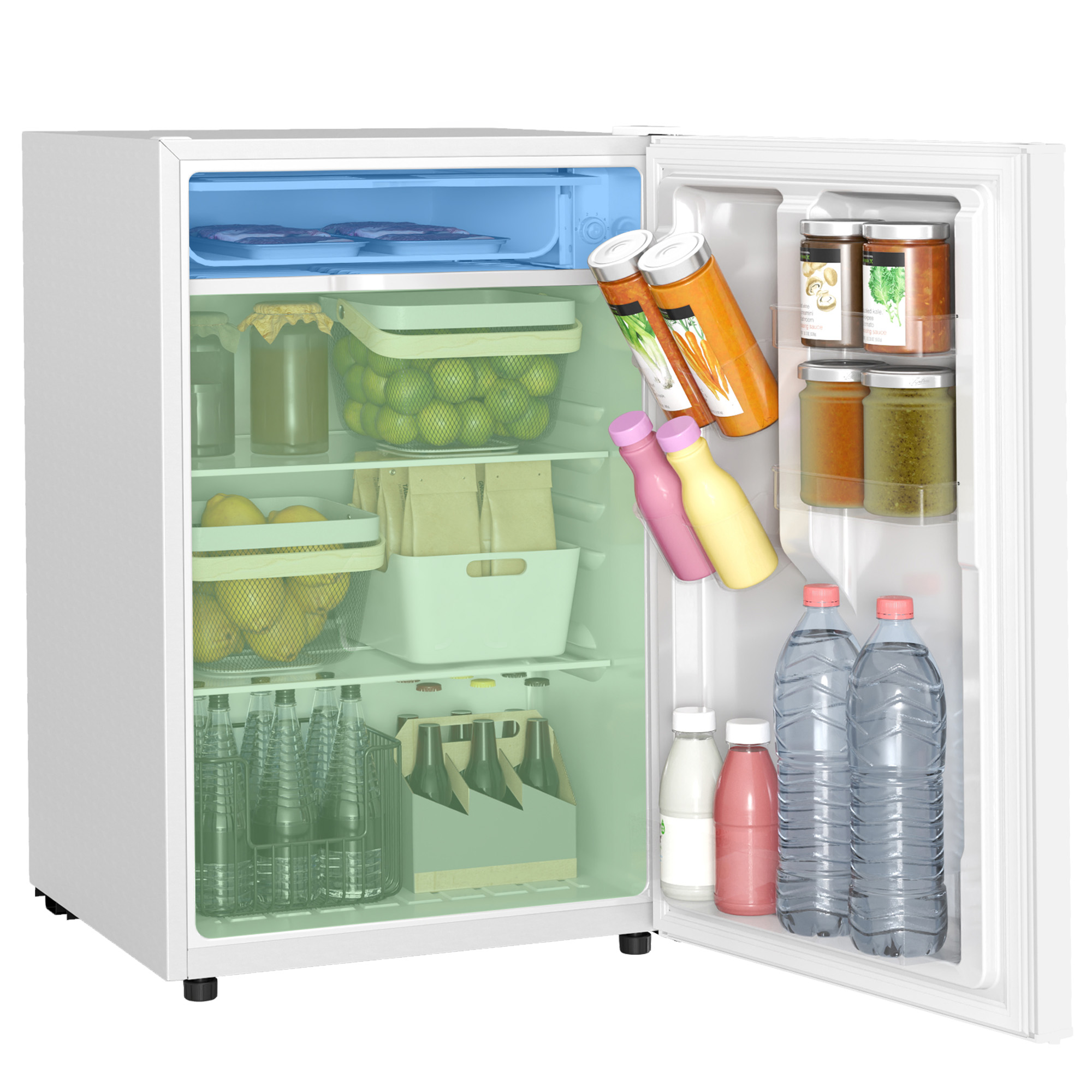 4.5 Cu.Ft Mini Fridge, Single Door Refrigerator with Freezer, Wheels, Adjustable Thermostat, Reversible Door, Black (Drop Shipping Only, Not for Amazon)