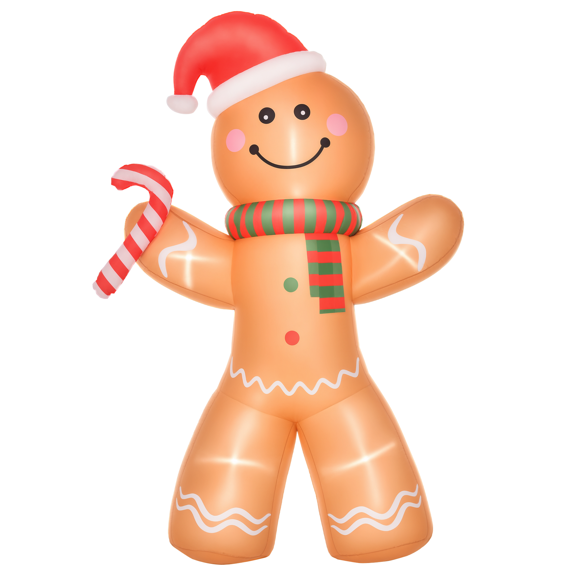 8ft Christmas Inflatable Gingerbread Man with a Candy Cane, Outdoor Blow-Up Yard Decoration with LED Lights Display (Drop Shipping Only, Not for Amazon)