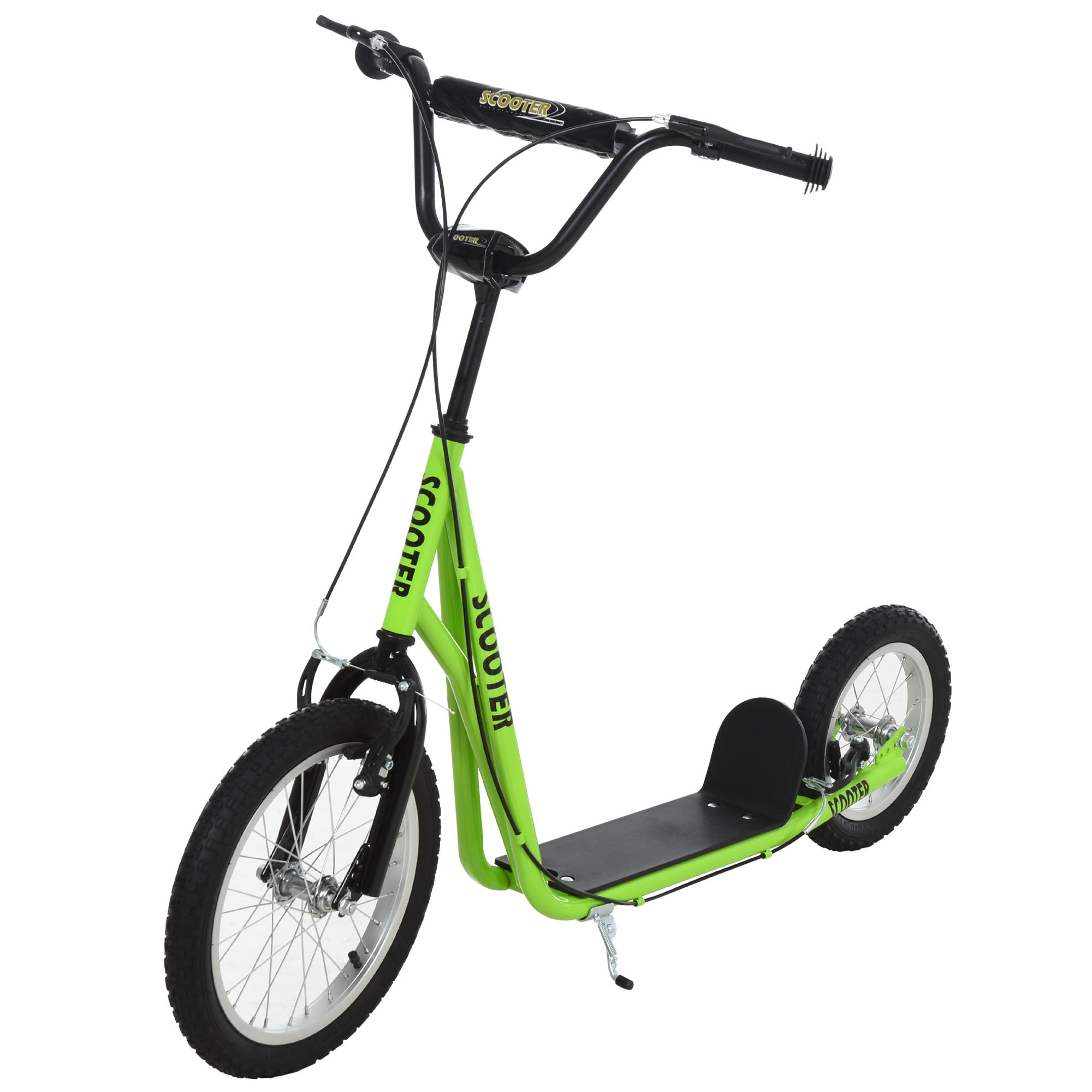 Teens Youth Scooter Ride On Toy with Adjustable Handlebar, Dual Brakes, and Inflatable Wheels For Kids 5+ - Green (Drop Shipping Only, Not for Amazon)