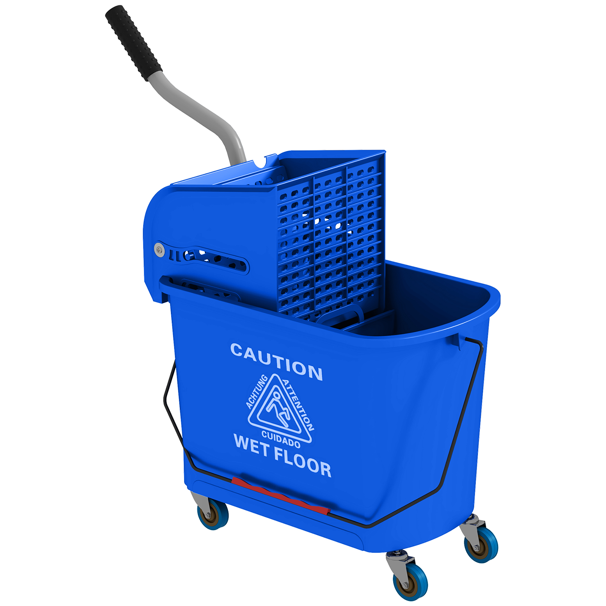 20L Compact Mop Bucket on Wheels, with Water Separation Panel - Yellow (Drop Shipping Only, Not for Amazon)