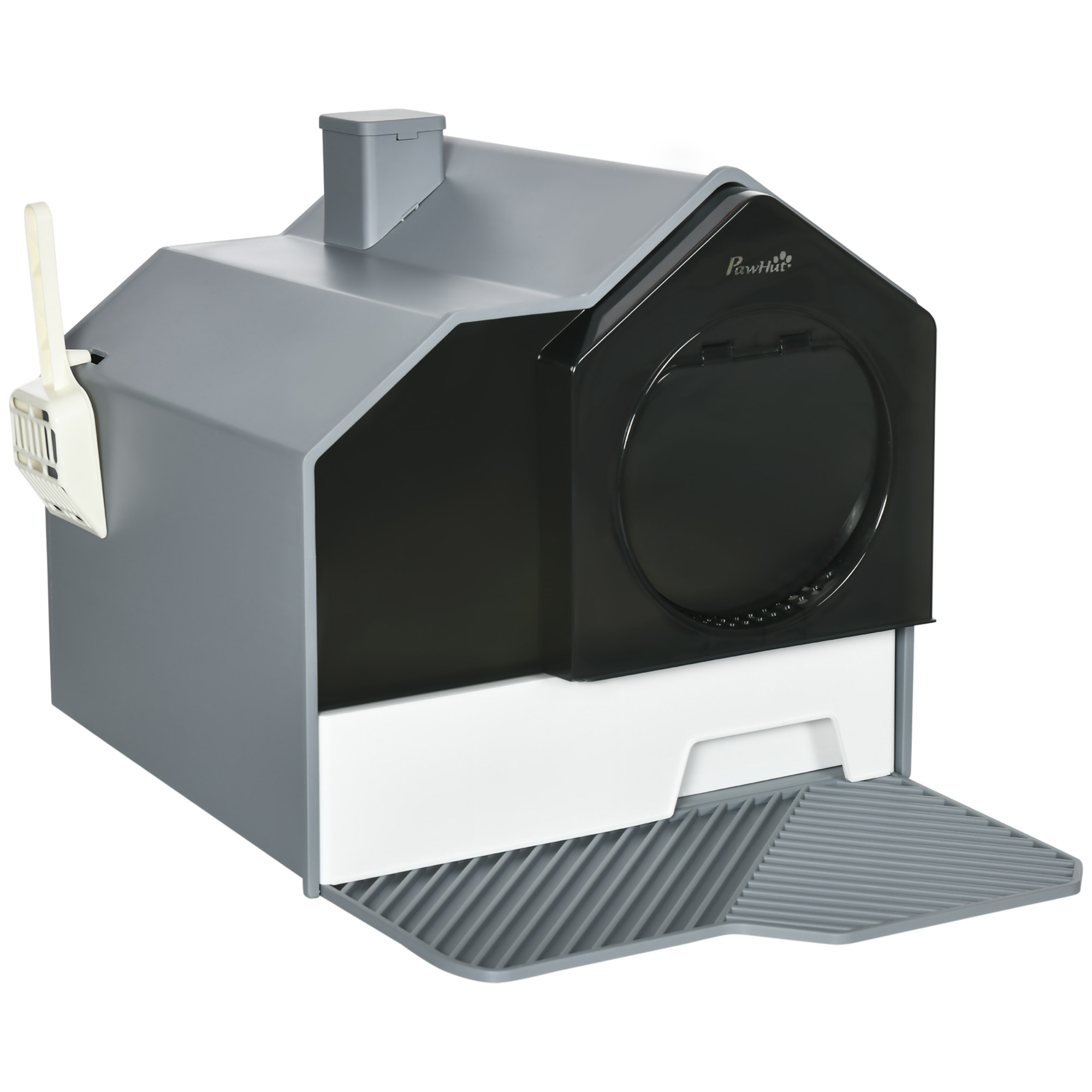 Hooded Cat Litter Box w/ Litter Mat, Litter Particle Catching, Gray (Drop Shipping Only, Not for Amazon)