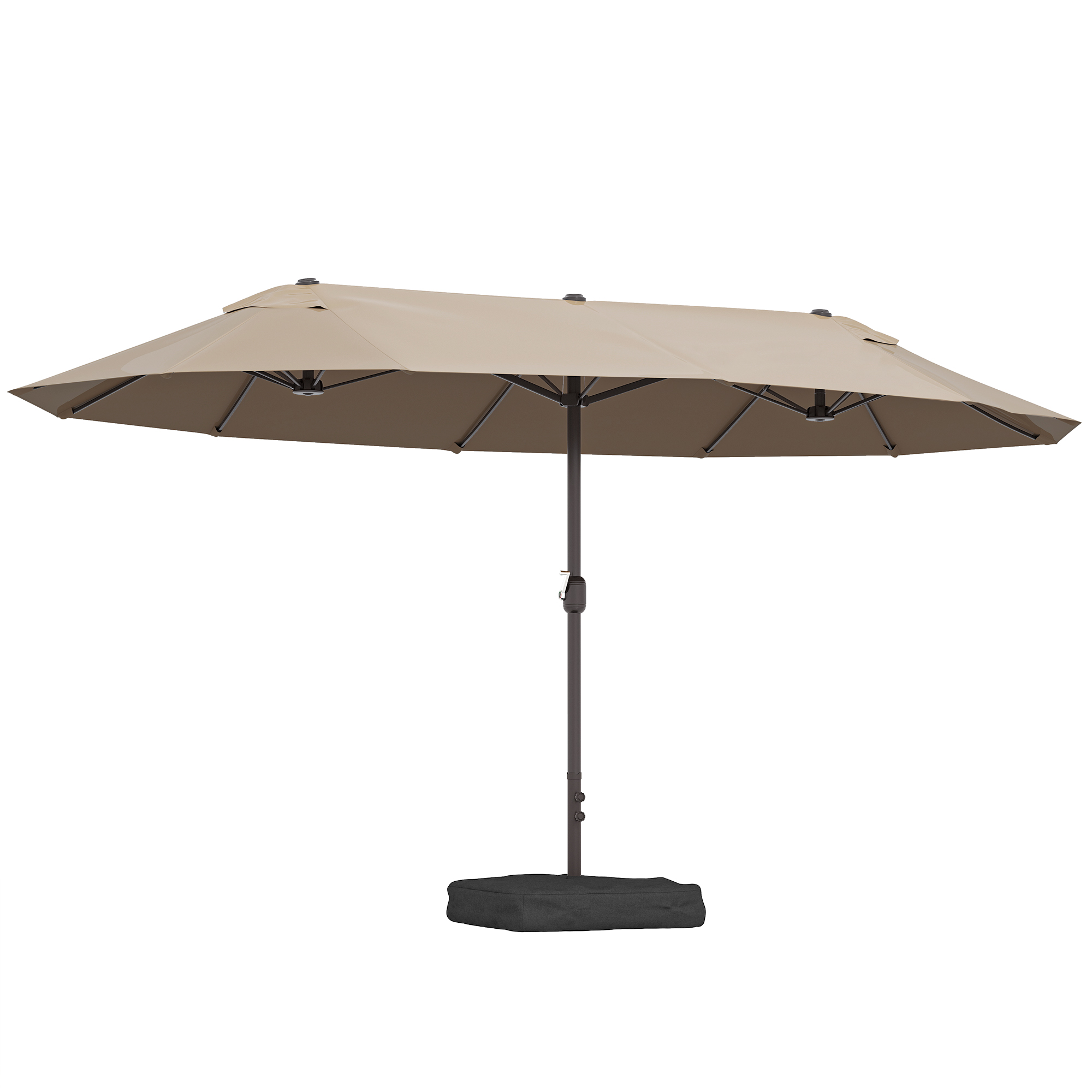Patio Umbrella 15' Steel Rectangular Outdoor Double Sided Market with , Sun Protection & Easy Crank for Deck Pool Patio, Coffee (Drop Shipping Only, Not for Amazon)