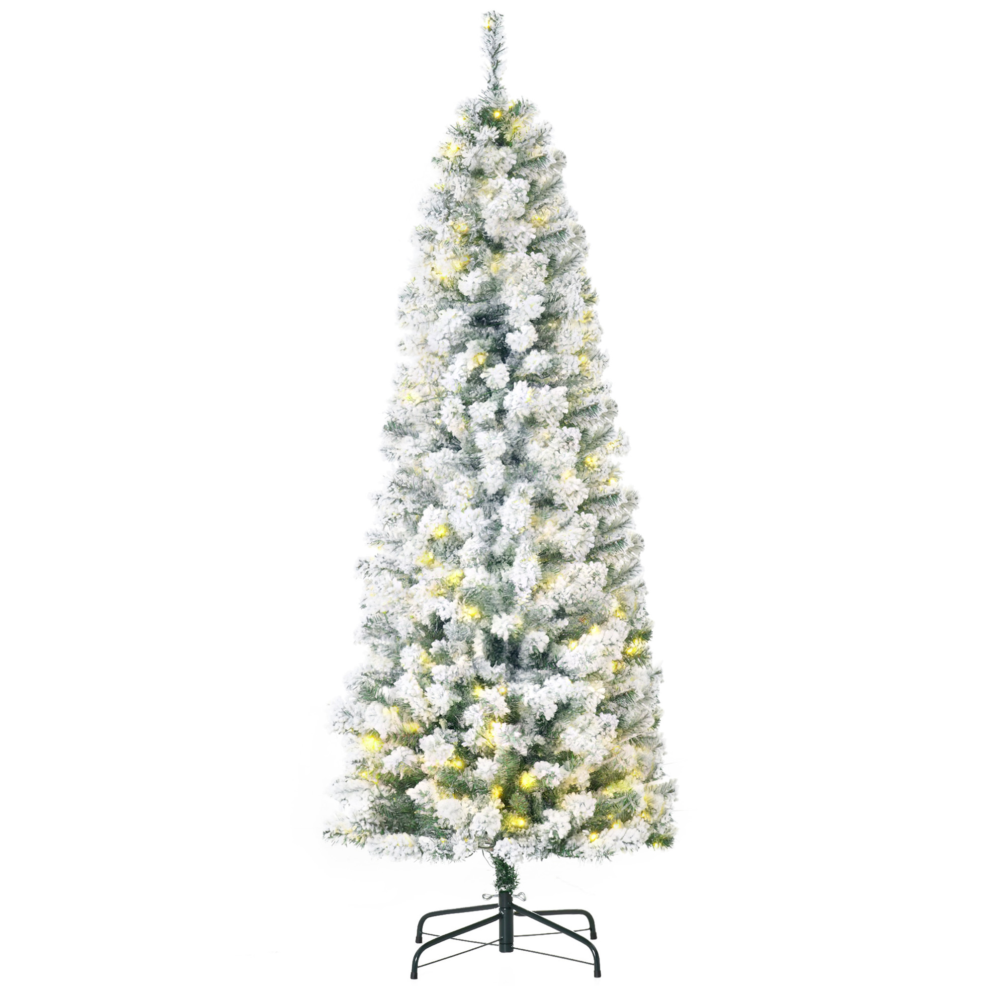 6ft Pre-Lit Snow-Flocked Slim Douglas Fir Artificial Christmas Tree with Realistic Branches, 250 LED Lights and 462 Tips (Drop Shipping Only, Not for Amazon)