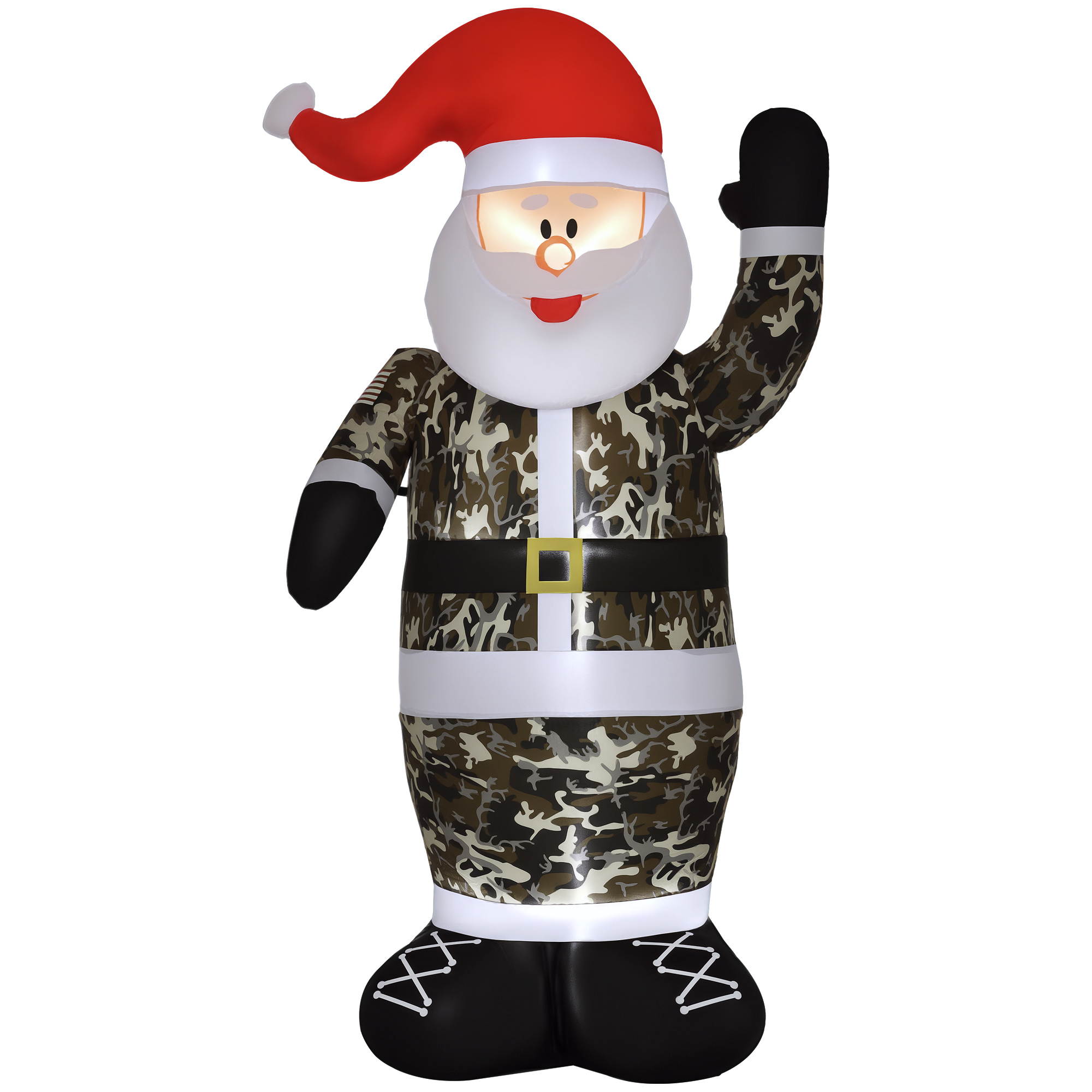 8' Christmas Inflatables Outdoor Decorations Santa Claus Wearing Camouflage, Blow-Up Yard Christmas Decor with LED Lights Display (Drop Shipping Only, Not for Amazon)