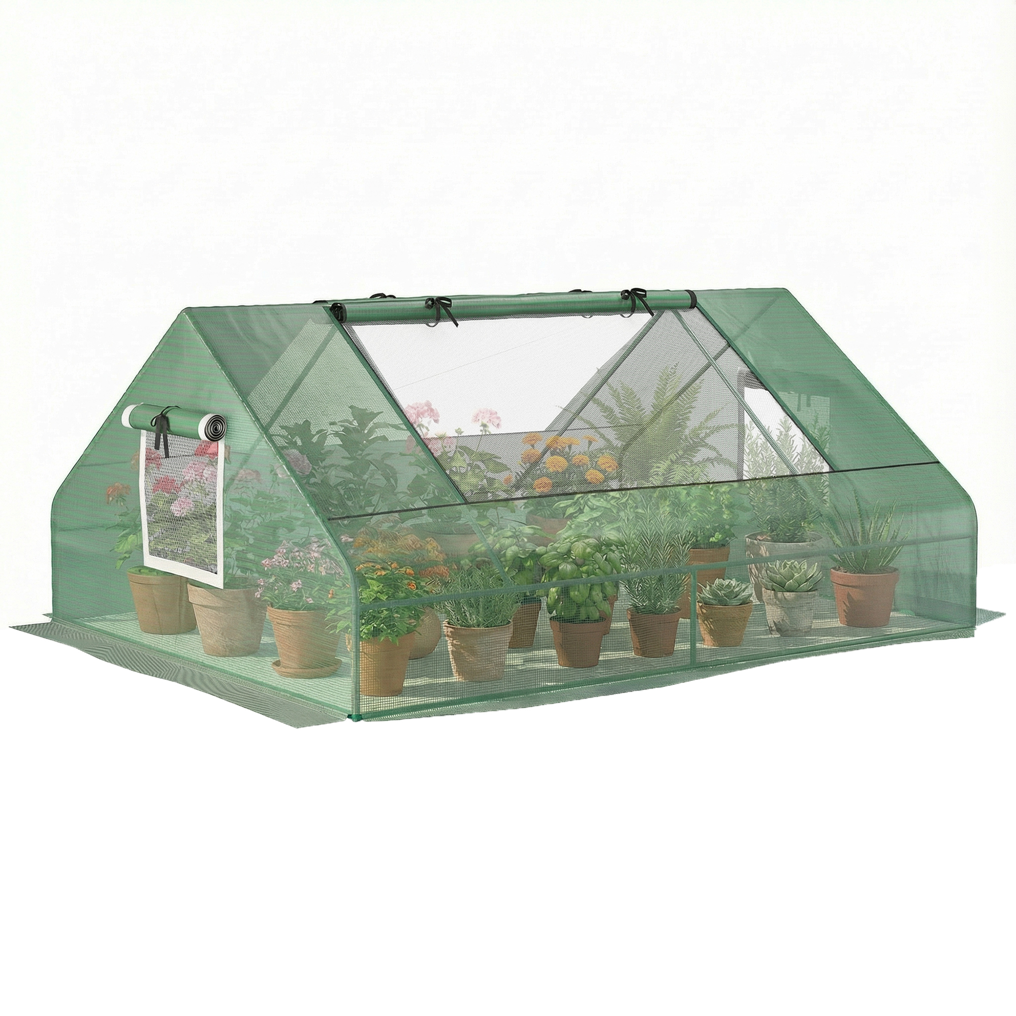 Mini Greenhouse, Portable Garden Small Greenhouse with Zipped Windows and Door, 180 x 140 x 80cm, Dark Green (Drop Shipping Only, Not for Amazon)