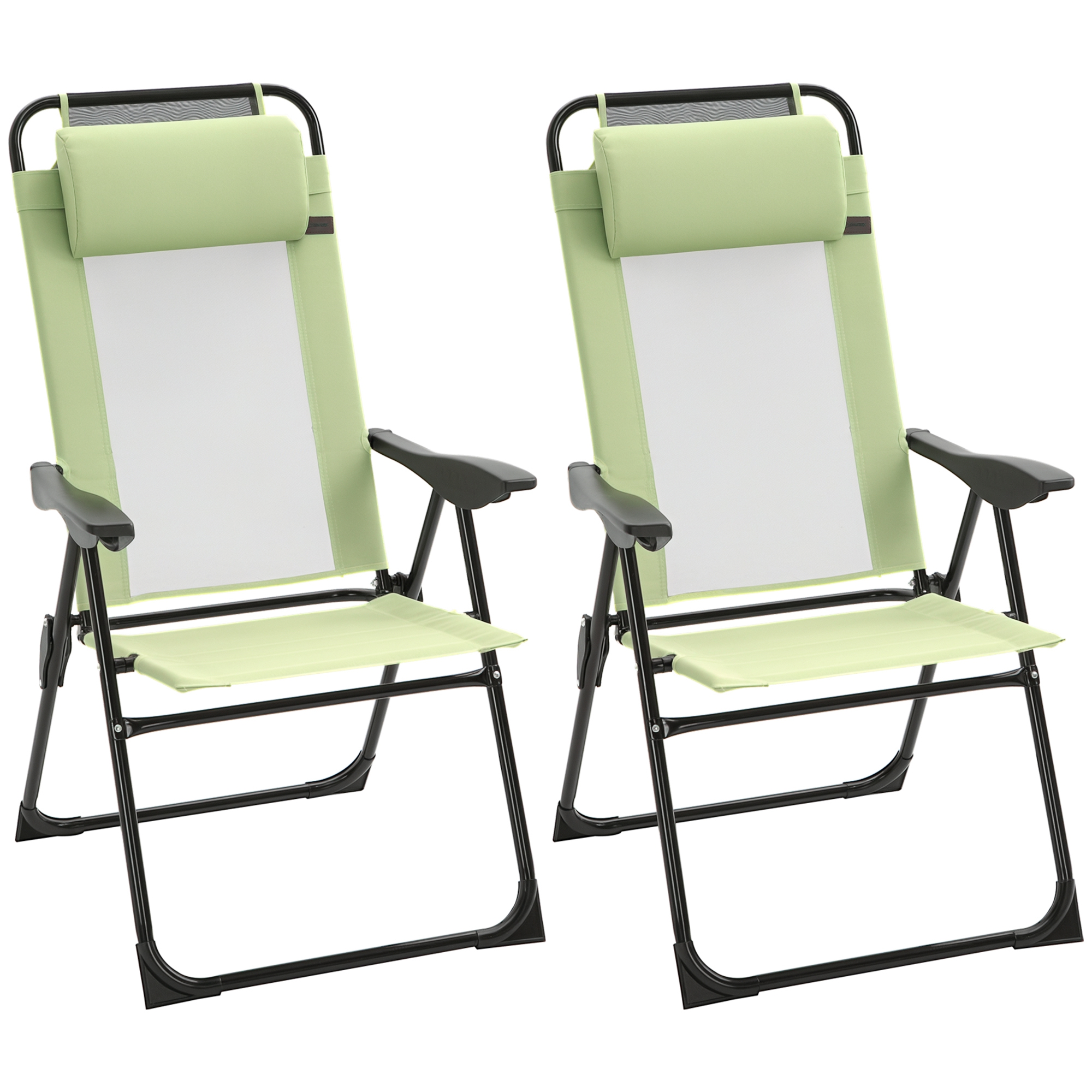 Set of 2 Portable Folding Outdoor Recliners w/ Adjustable Backrest, Green (Drop Shipping Only, Not for Amazon)