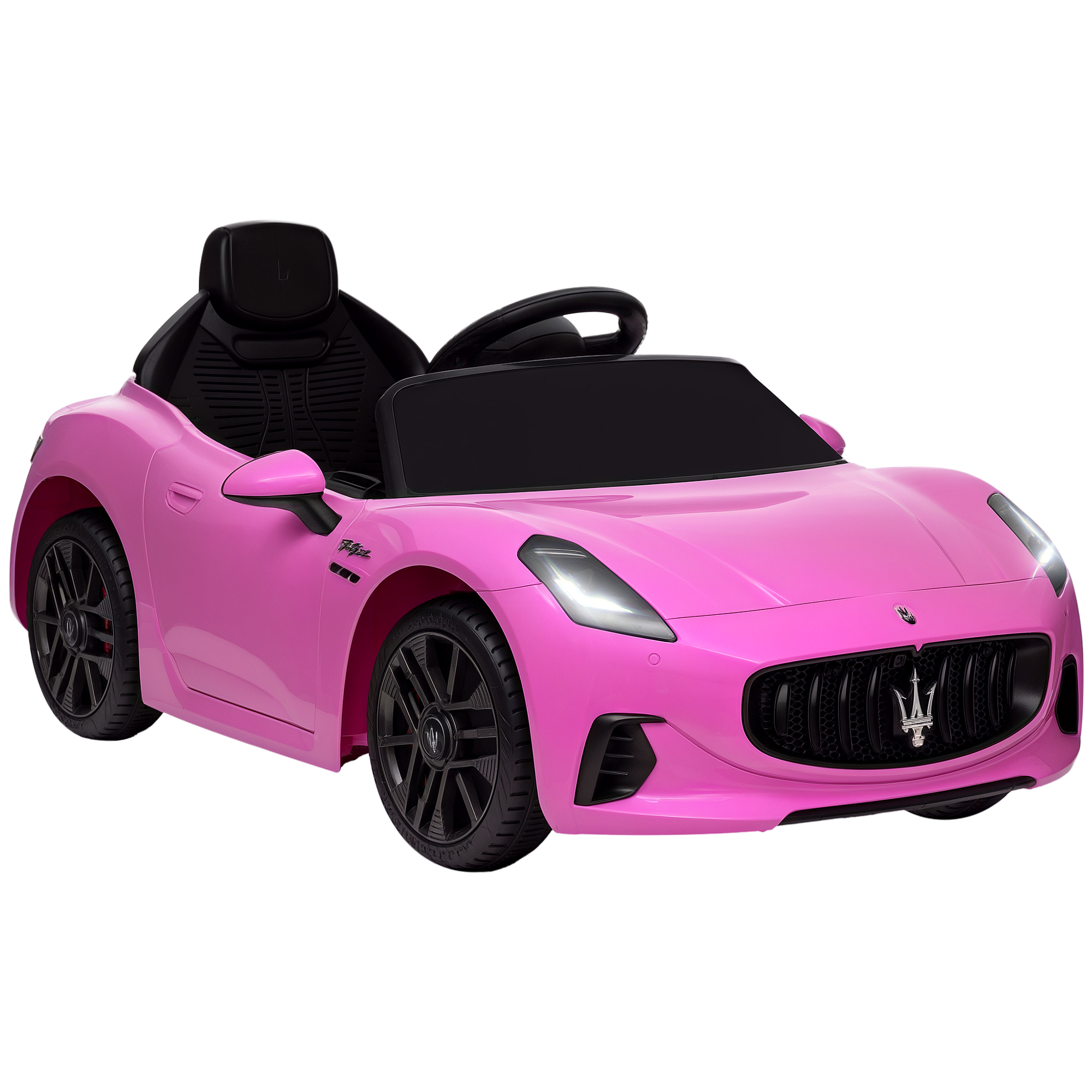 Maserati Gran Turismo Licensed 12V Kids Electric Car w/ Remote Control, Soft Start, LED Lights, Music, Horn, Black (Drop Shipping Only, Not for Amazon)