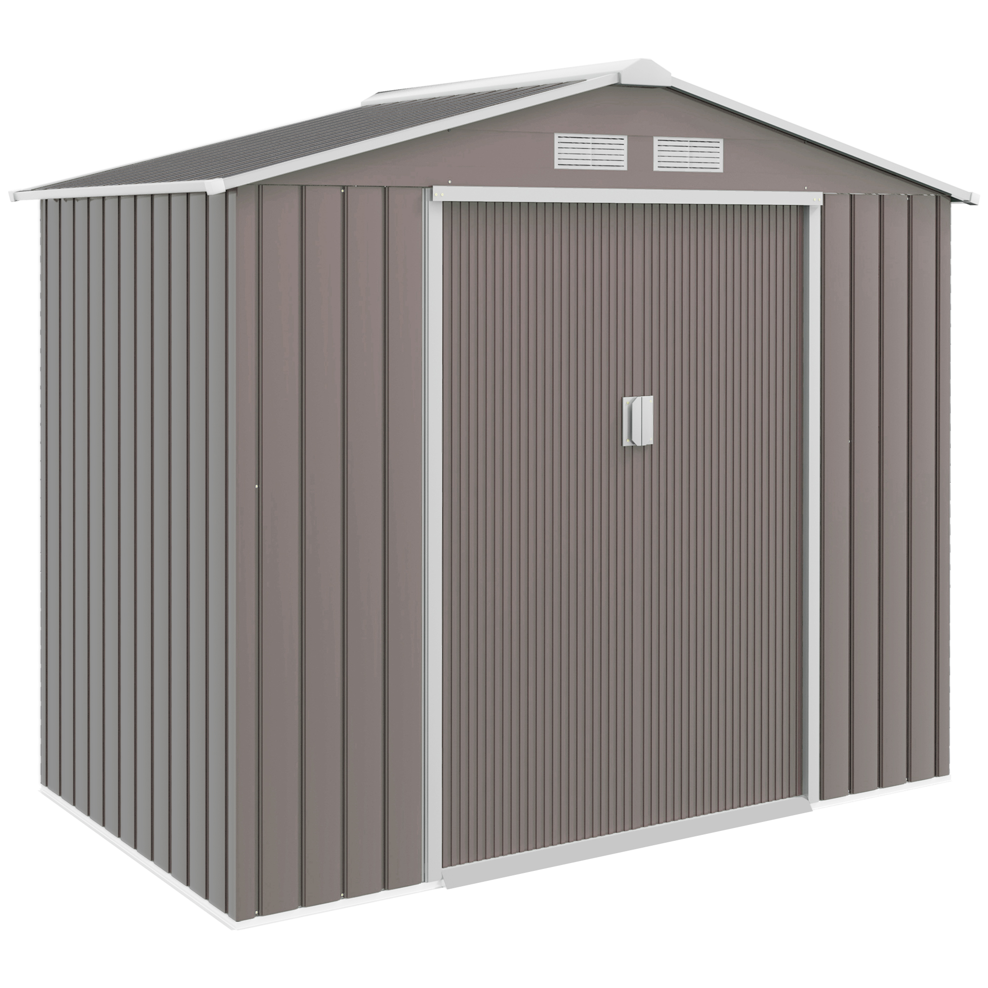7ft x 4ft Lockable Polypropylene Garden Storage Shed Storage w/ Air Vents Steel Grey (Drop Shipping Only, Not for Amazon)