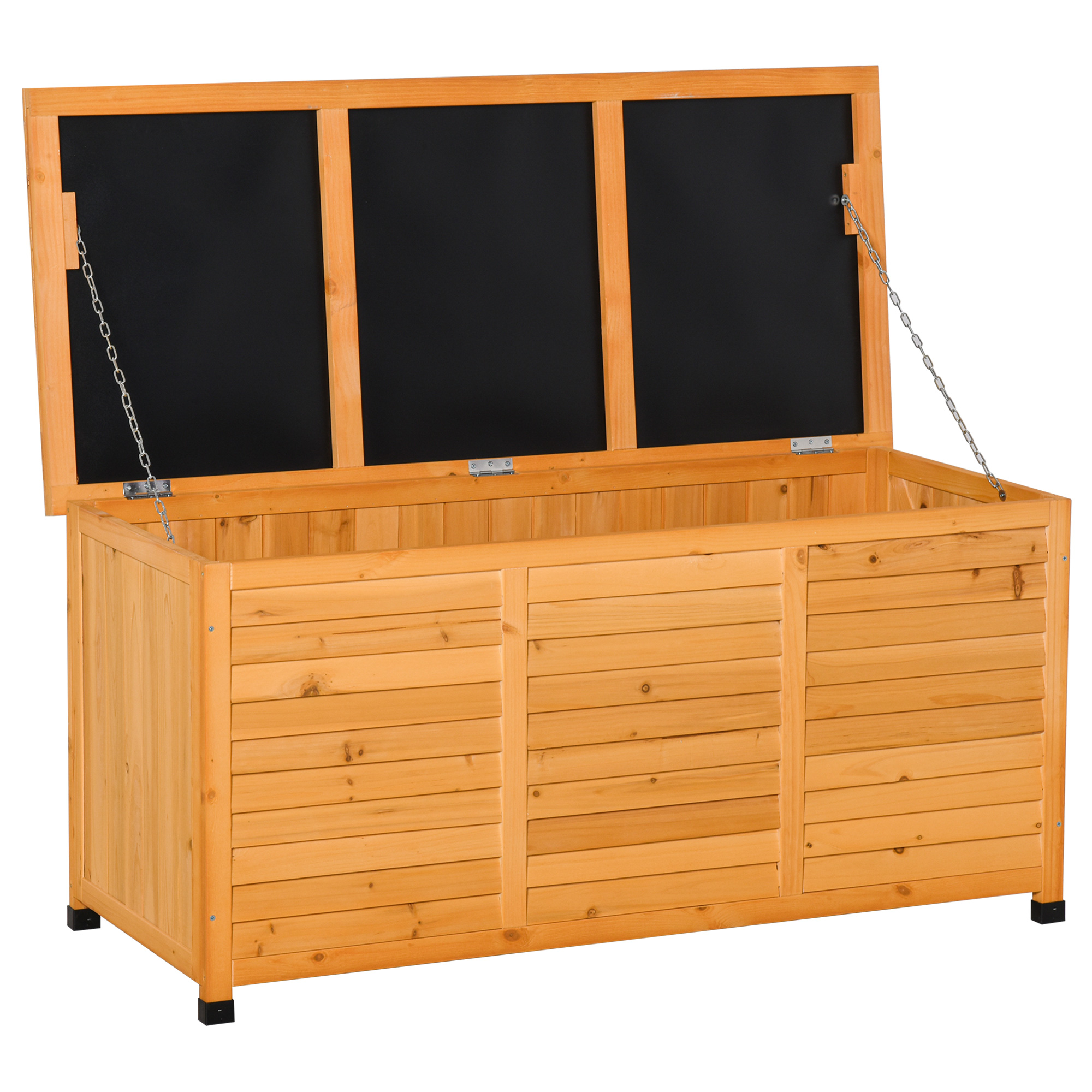 75 Gallon Wooden Deck Box, Outdoor Storage Container with Aerating Gap & Weather-Fighting Finish, Grey (Drop Shipping Only, Not for Amazon)