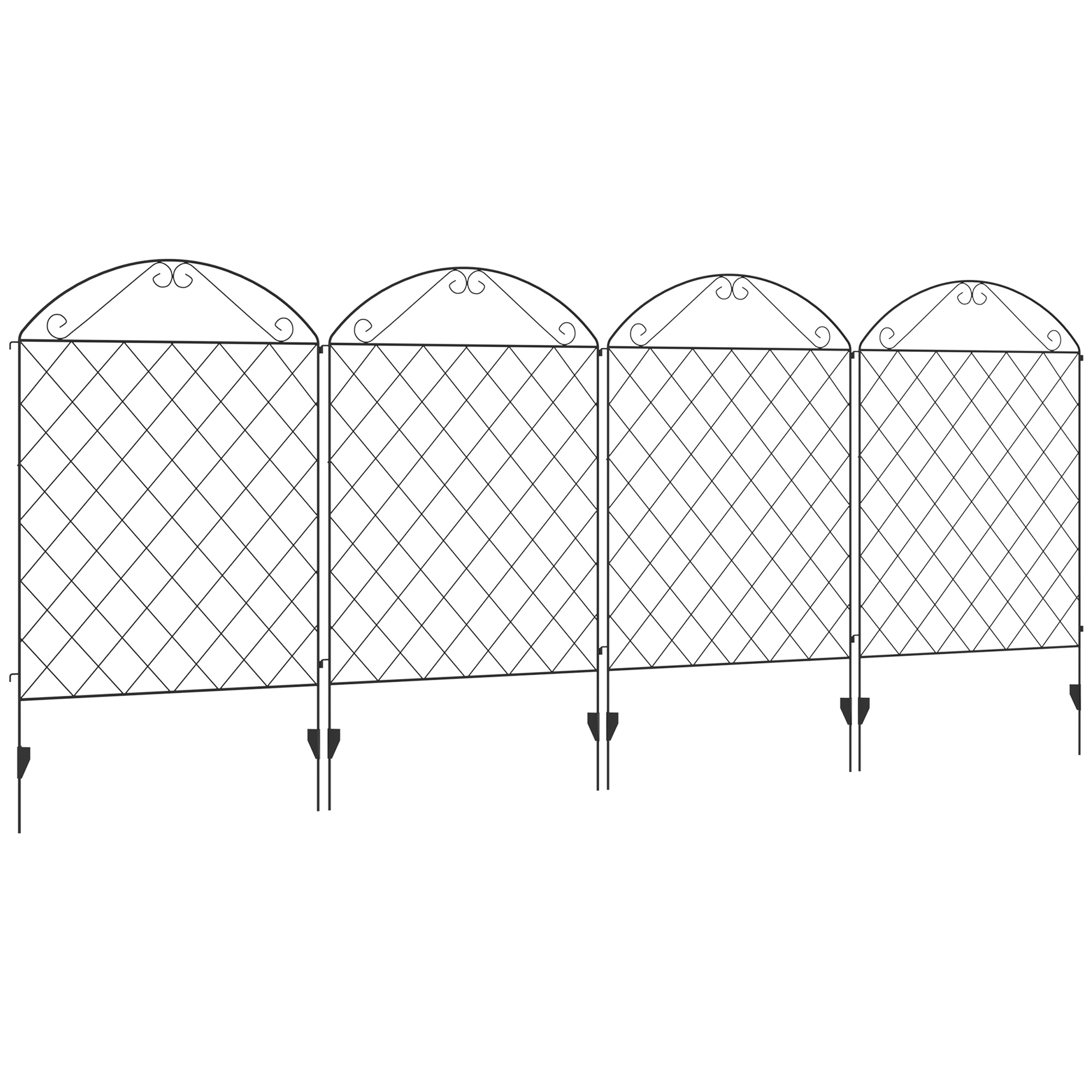Decorative Garden Fencing, 43in x 11.5ft Outdoor Picket Fence Panels, 4PCs Rustproof Metal Wire Landscape Flower Bed Border Edging, Black (Drop Shipping Only, Not for Amazon)