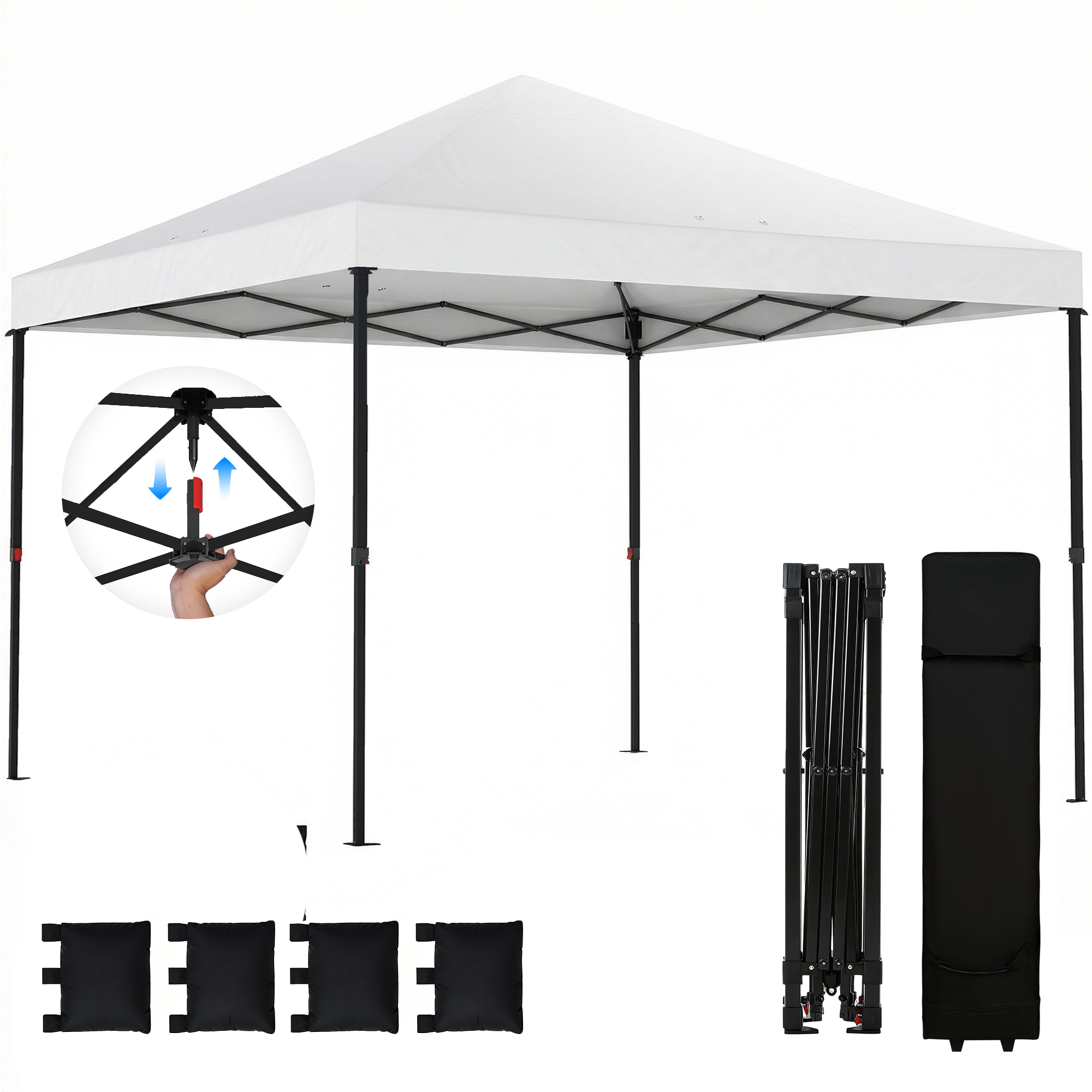 10 x 10 ft Pop Up Canopy Tent with One Push Setup, Outdoor Portable Instant Canopy Shelter w/ Roller Bag, Dark Blue (Drop Shipping Only, Not for Amazon)
