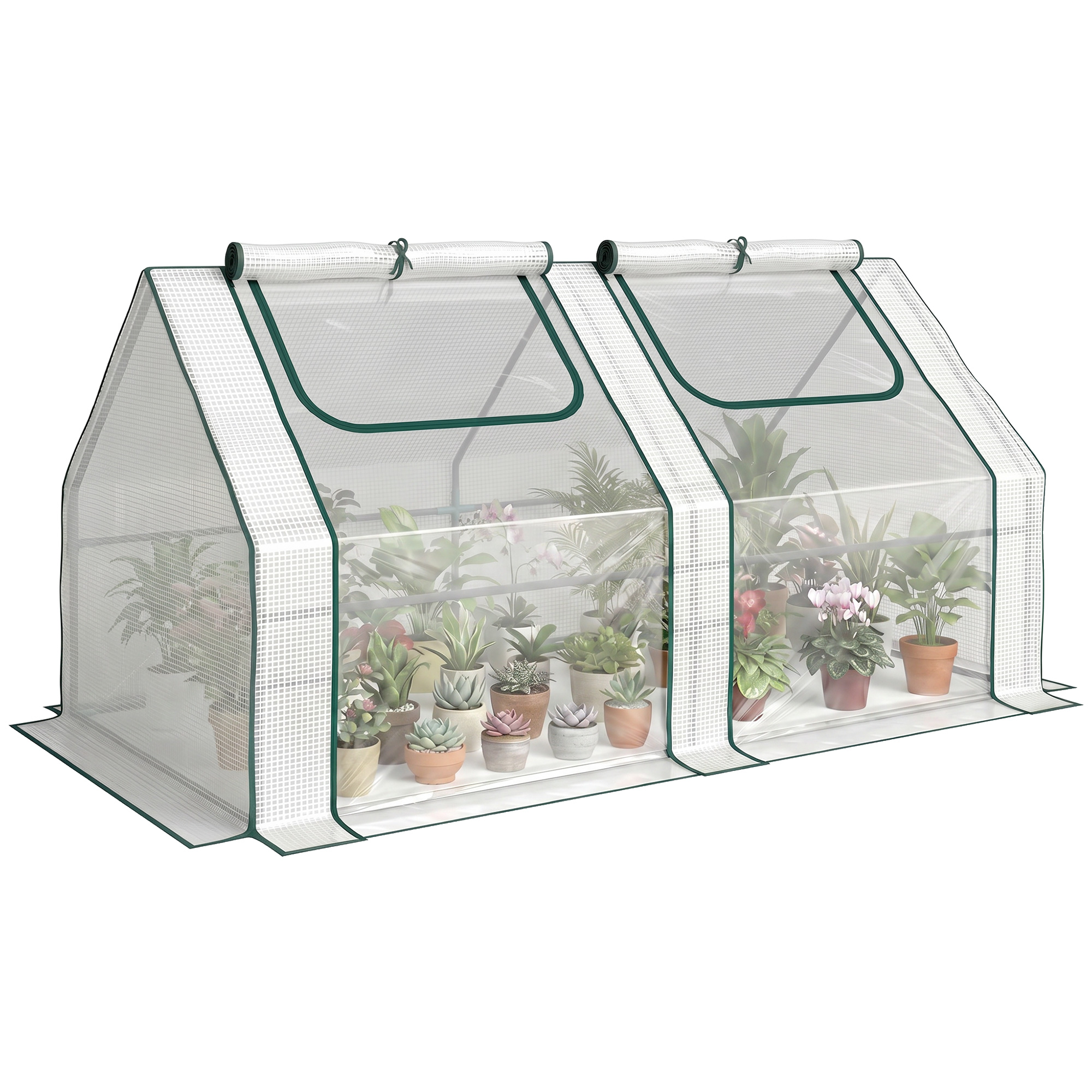 6' x 3' x 3' Portable Greenhouse, Garden Hot House with Two PE/PVC Covers and 2 Roll Up Windows, Clear (Drop Shipping Only, Not for Amazon)