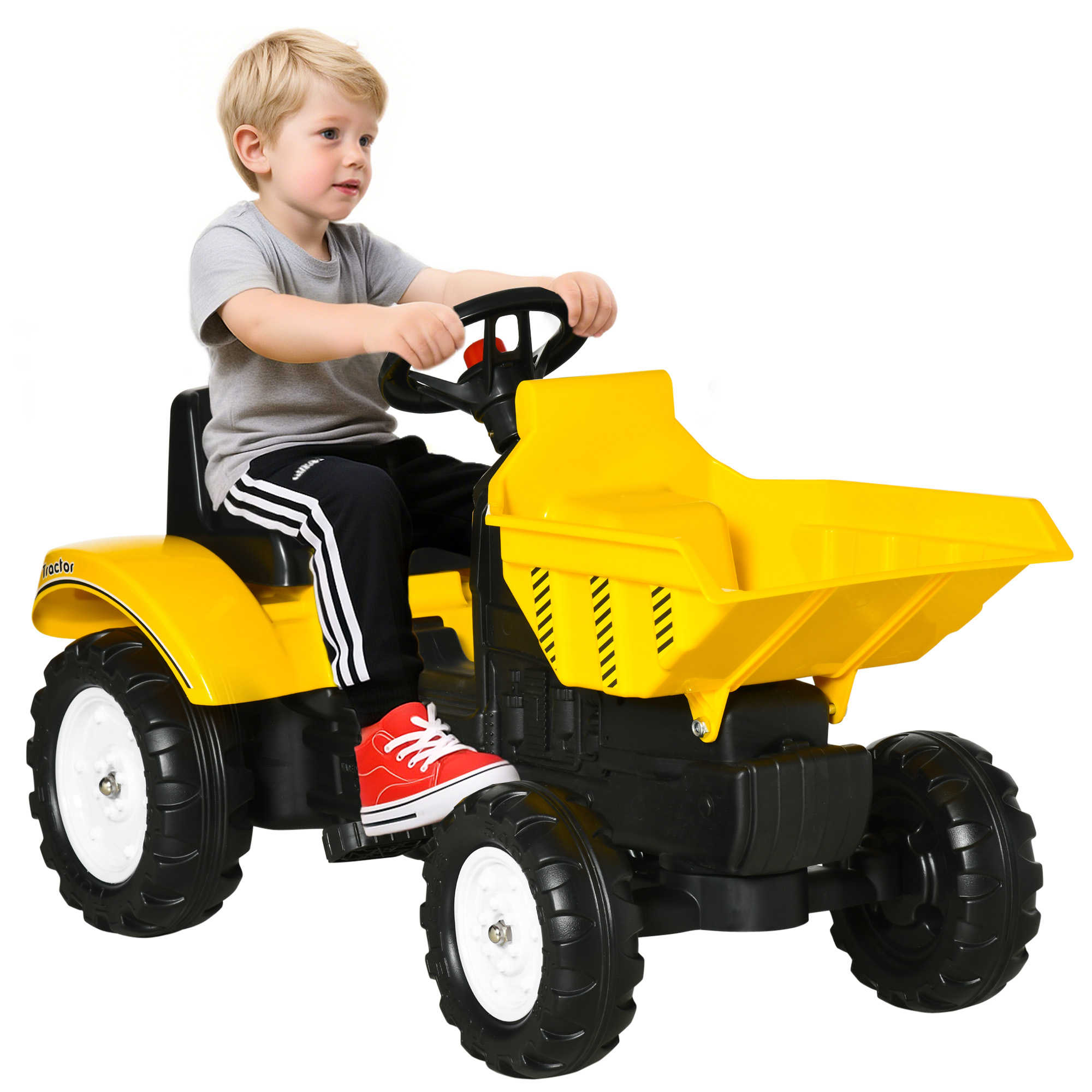 Kids Ride on Tractor No Power Pedal Go Kart with Manual Control Bucket for 3-6 Years Old (Drop Shipping Only, Not for Amazon)