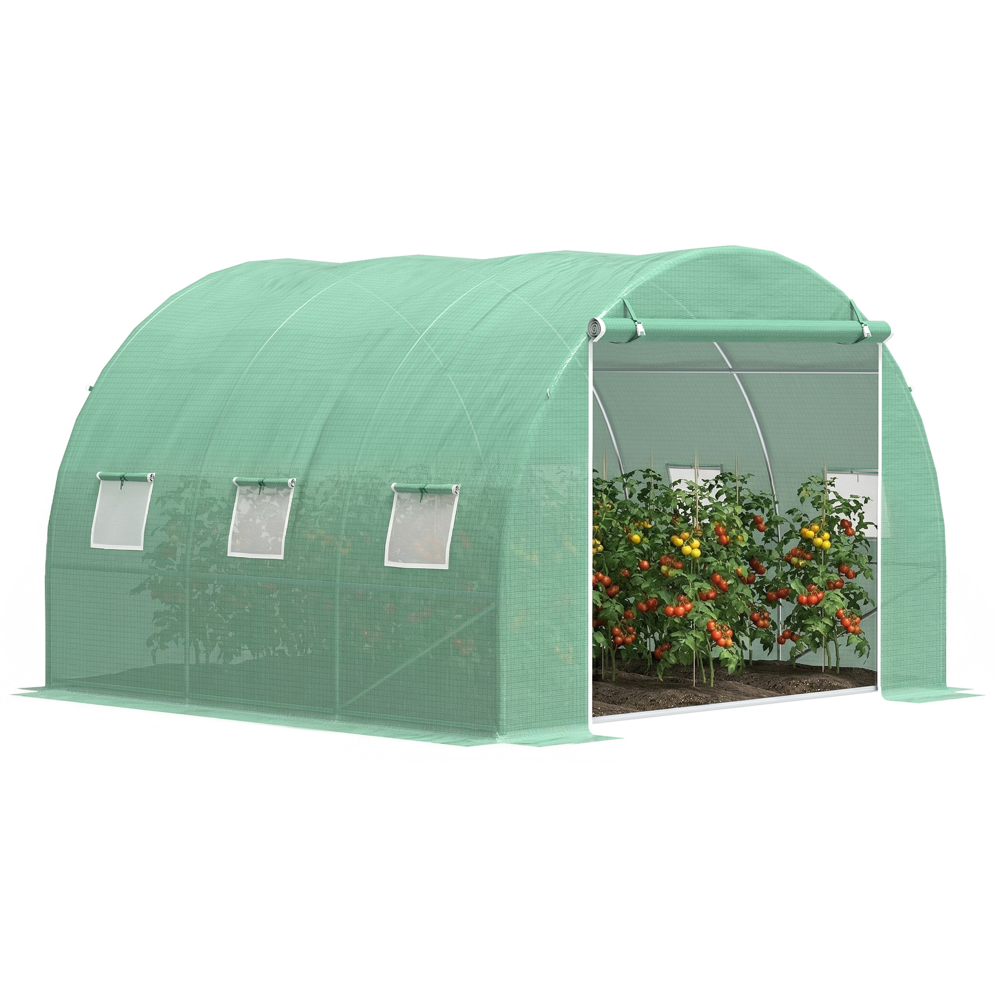 10' x 10' x 6.5' Walk-in Tunnel Greenhouse with High-Quality Transparent PE Cover, Zipper Doors, & Windows (Drop Shipping Only, Not for Amazon)