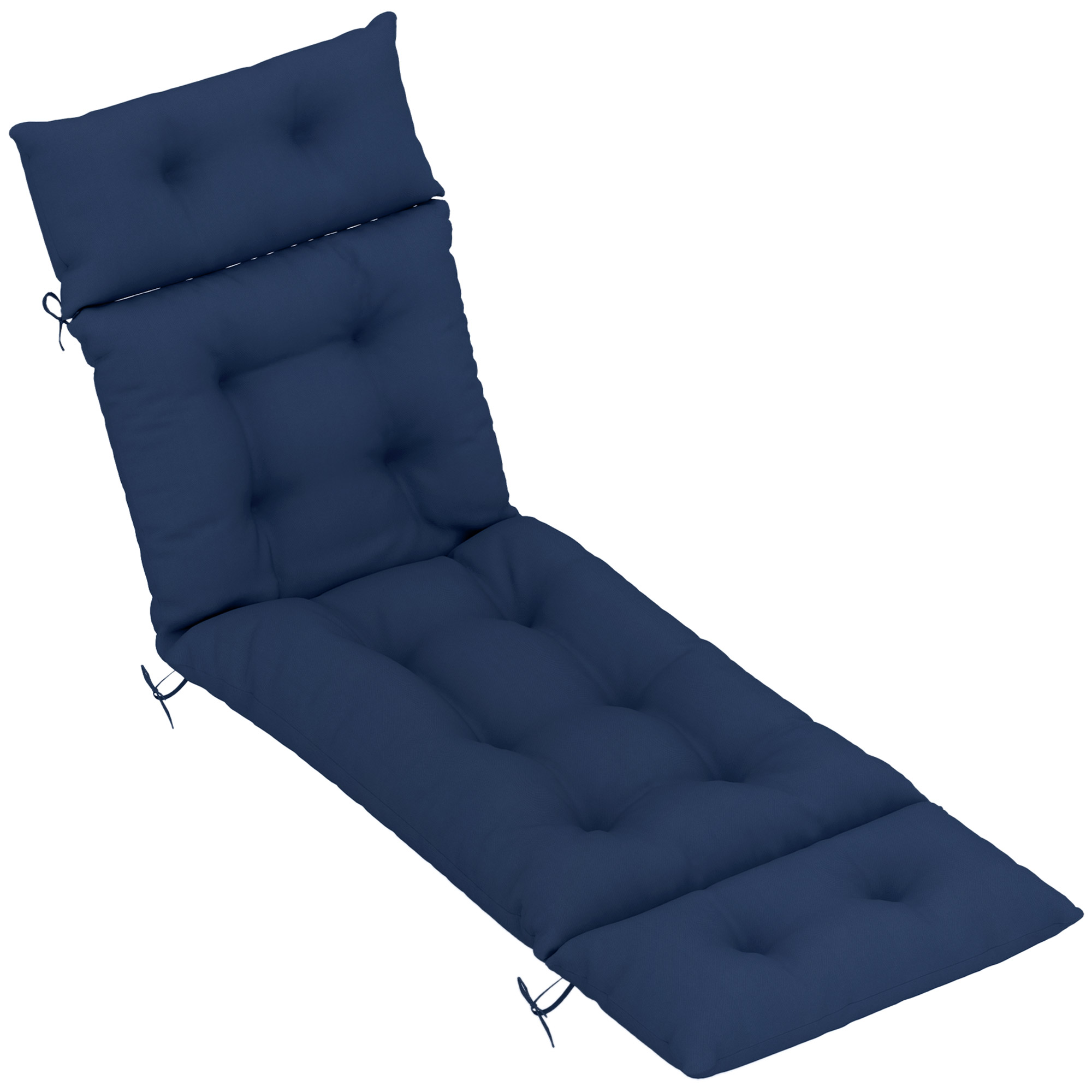 Outdoor Chaise Lounge Cushion, Tufted Thick Patio Lounge Chair Cushion with Ties, 74.8 in. x 22 in. x 4 in., Navy Blue (Drop Shipping Only, Not for Amazon)
