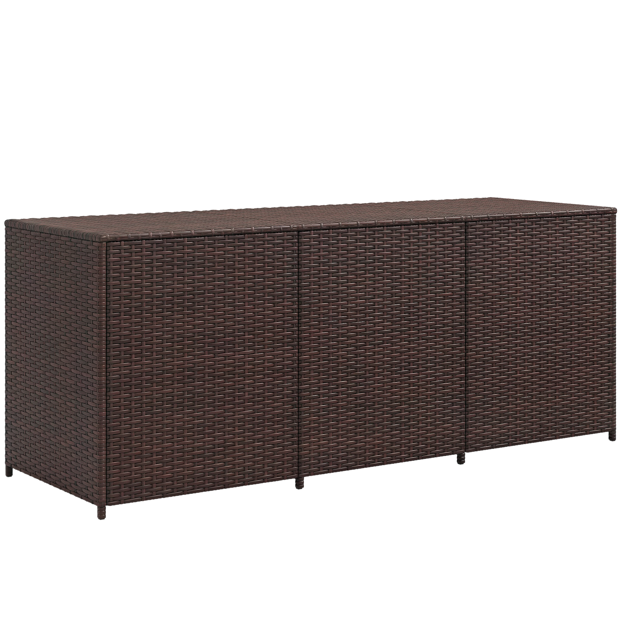 175 Gallon Outdoor Storage Box with Inner Liner, PE Rattan Wicker Deck Box with Pneumatic Bar Lift, Mixed Brown (Drop Shipping Only, Not for Amazon)