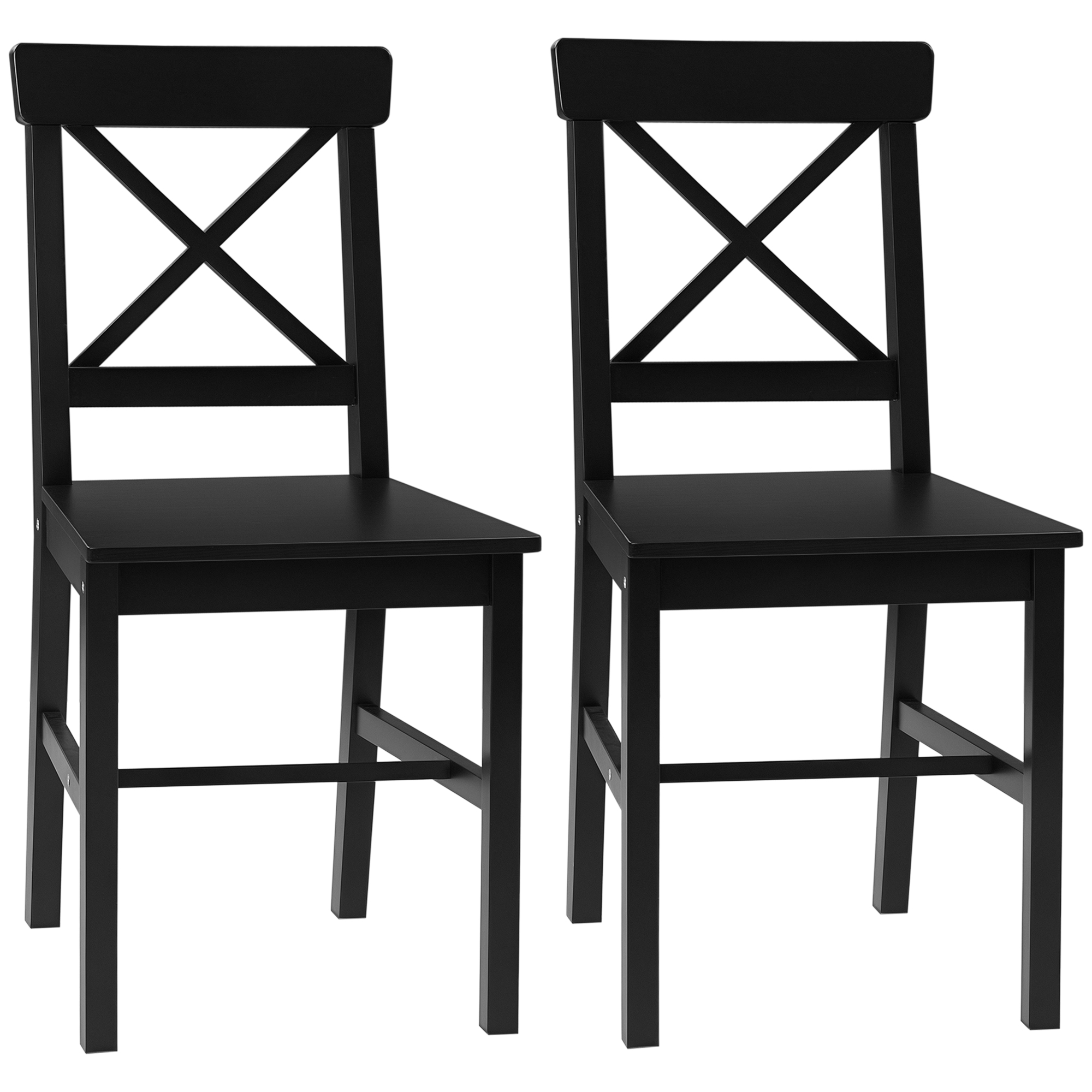Farmhouse Wooden Dining Chairs Set of 2 with Cross Back, Black (Drop Shipping Only, Not for Amazon)