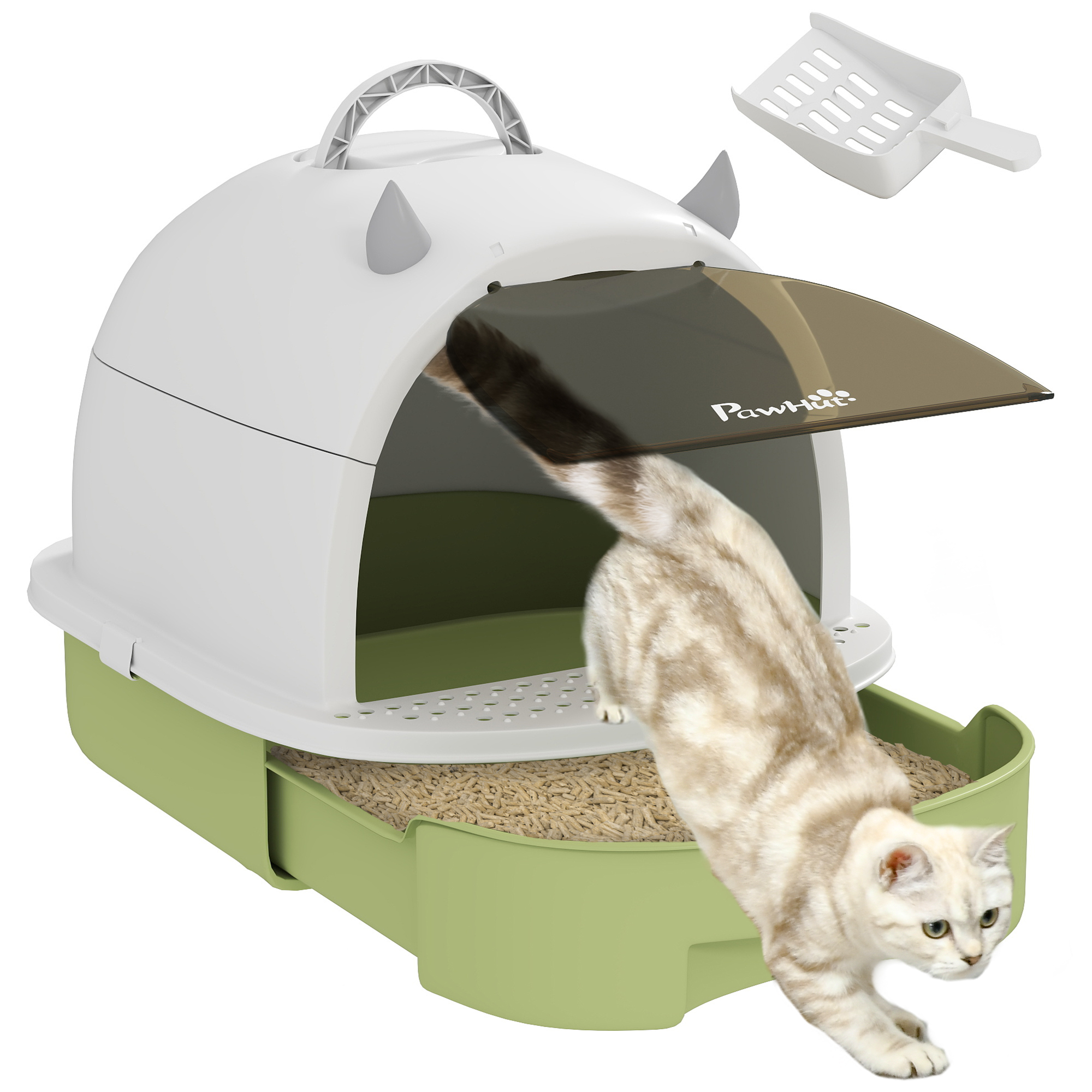 Enclosed Cat Litter Box w/ Pull-Out Drawer, Scoop, Deodorising Bags for Odour Control, Privacy, Portable, Easy to Clean (Drop Shipping Only, Not for Amazon)