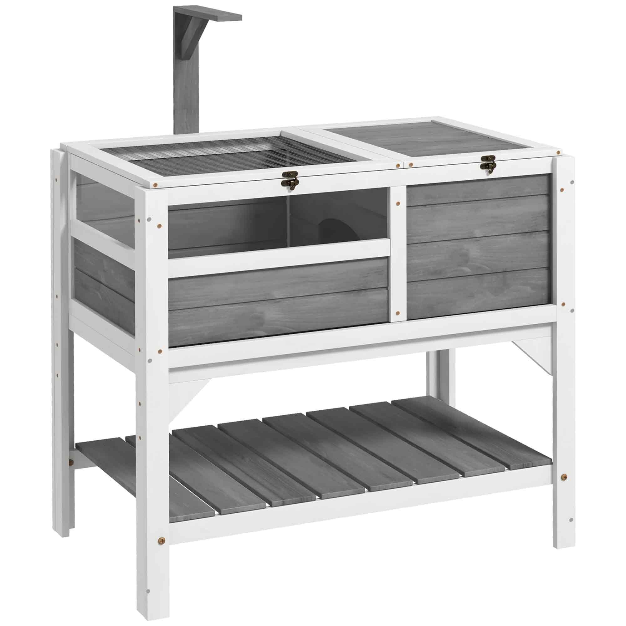 Tortoise Habitat with Shelf Storage Tortoise Gift Accessory with Weather Protection for Indoor, Light Gray (Drop Shipping Only, Not for Amazon)