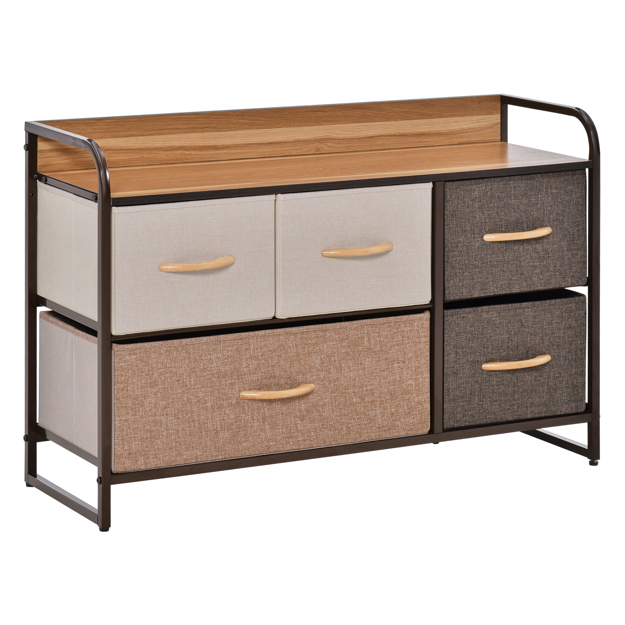 5-Drawer Dresser, Linen Fabric Chest of Drawers, Dresser Tower Unit for Bedroom Hallway Entryway, Storage Organizer with Steel Frame Wooden Top (Drop Shipping Only, Not for Amazon)