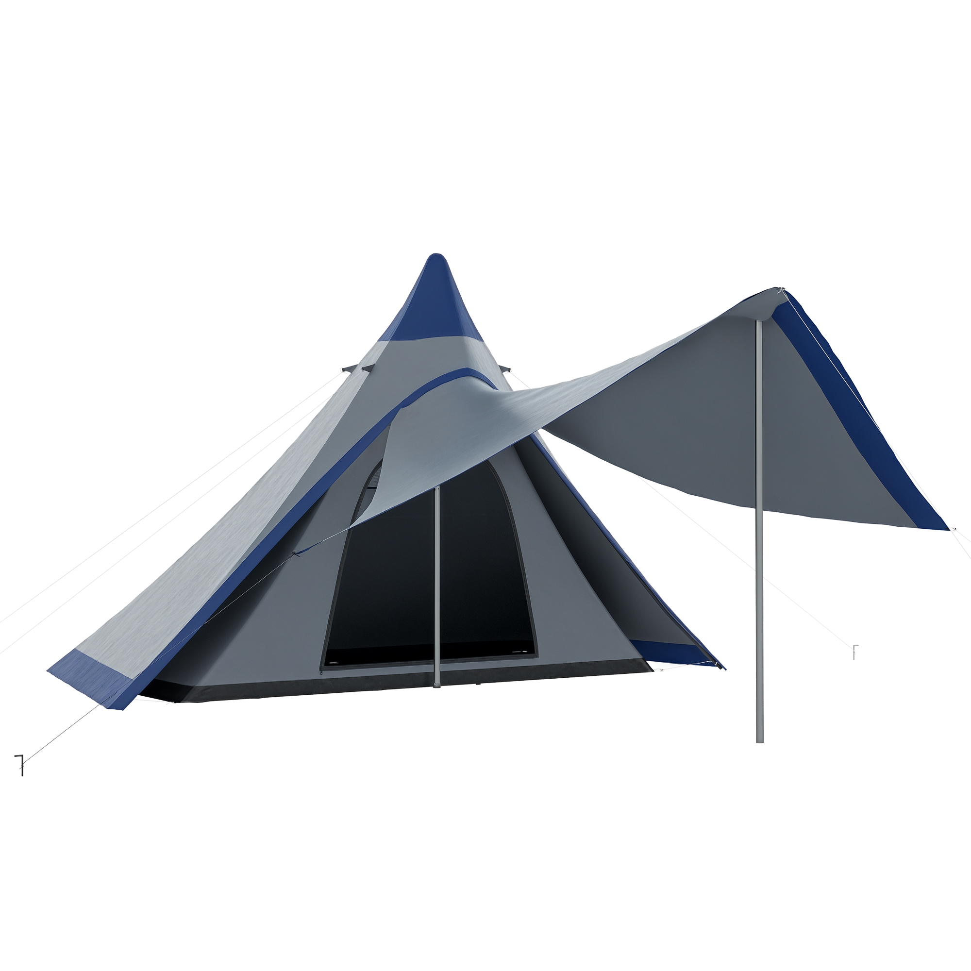 15.4'x15.4'x8.5' Teepee Tent, Waterproof Camping Tent with Porch Area, Floor and Carry Bag, for 2-3 Person Outdoor Backpacking Camping Hiking, Coffee (Drop Shipping Only, Not for Amazon)