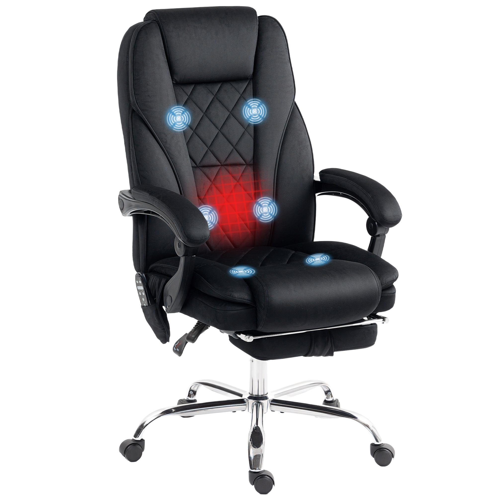 Massage Office Chair, Heated Reclining Computer Chair with Adjustable Height and Footrest, Black (Drop Shipping Only, Not for Amazon)
