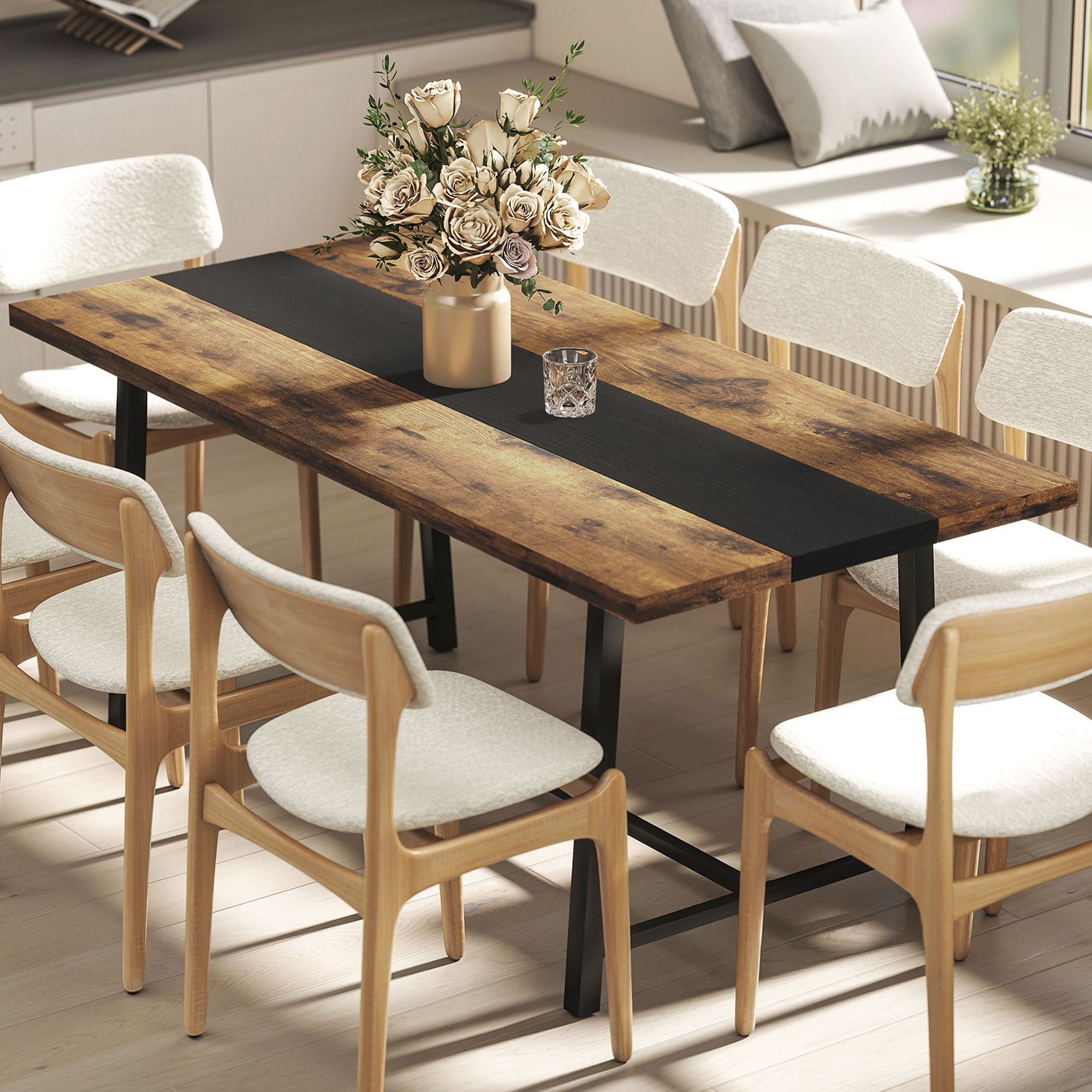 Industrial Kitchen Table for 8 People, 70.9