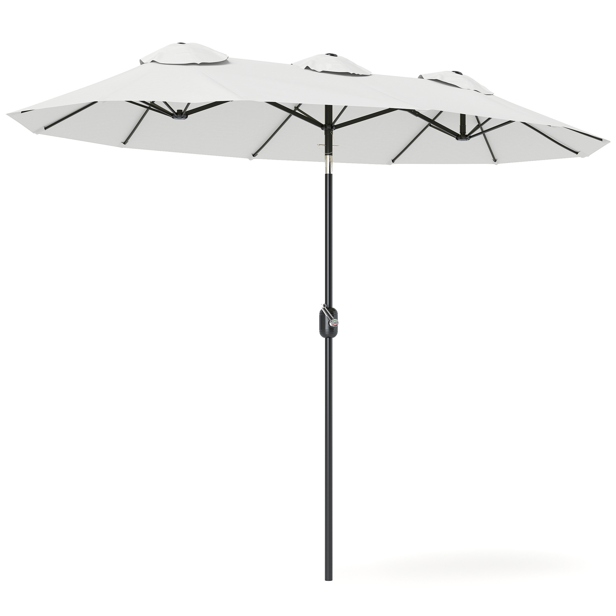 Double Sided Patio Umbrella, 9.7' Large Outdoor Market Umbrella with Push Button Tilt and Crank, 3 Air Vents and 12 Ribs, for Garden, Deck, Pool, Brown (Drop Shipping Only, Not for Amazon)