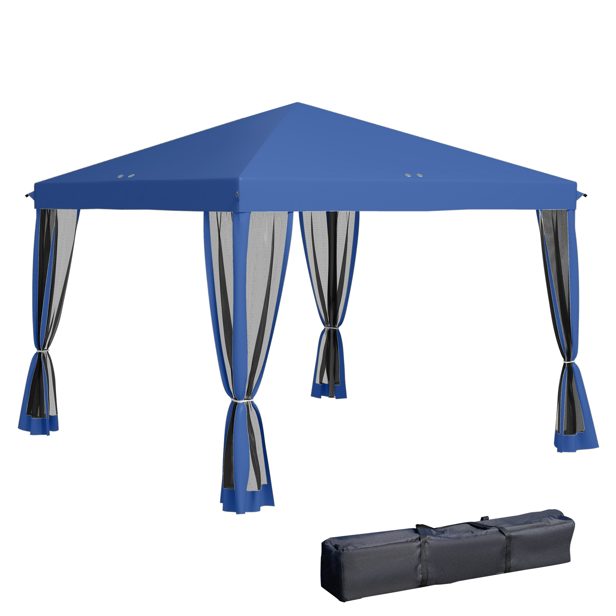 10' x 10' Pop Up Canopy Tent with Netting, Instant Gazebo, Screen House Room with Carry Bag, Height Adjustable, for Outdoor, Garden, Patio, Camping, Blue (Drop Shipping Only, Not for Amazon)