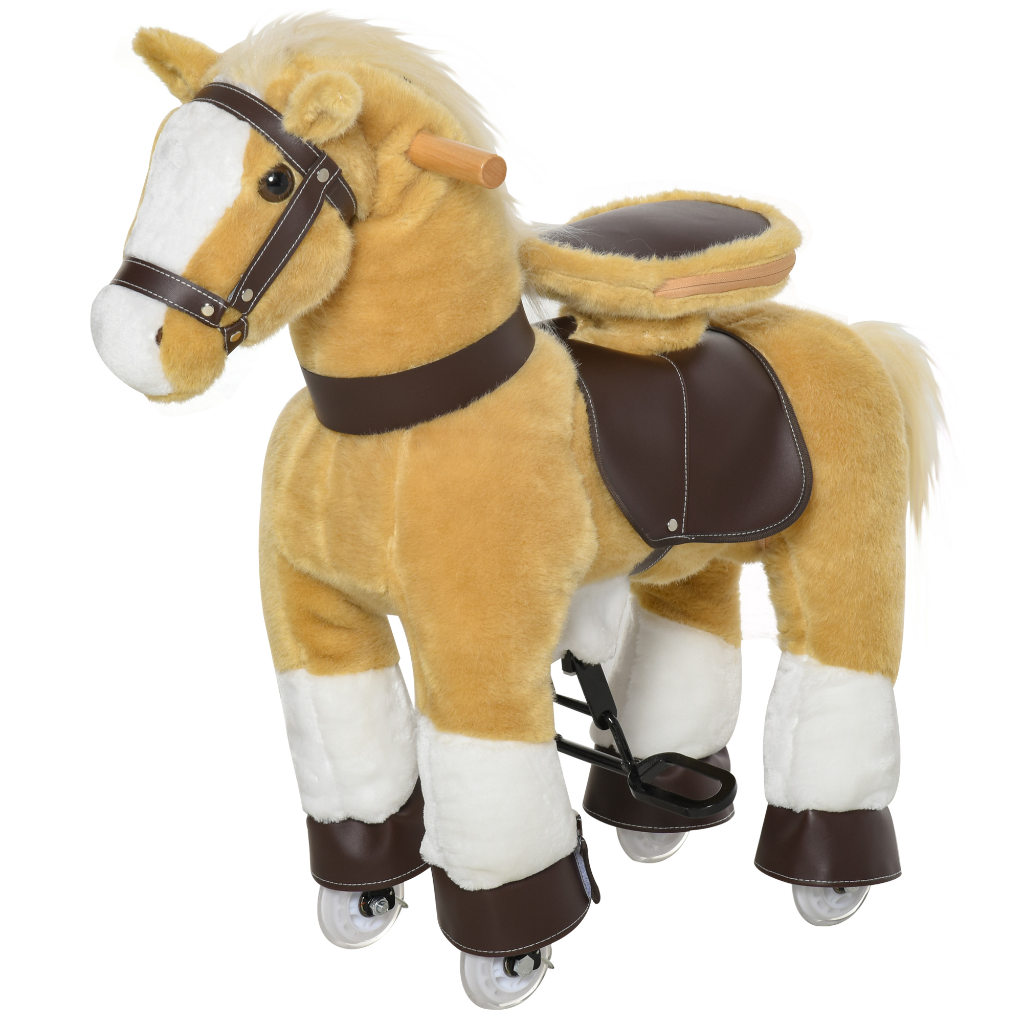Ride on Horse, Plush Walking Horse Toy, Kids Riding Chair with Wheels for Kids 3-8 Years, Light Brown (Drop Shipping Only, Not for Amazon)