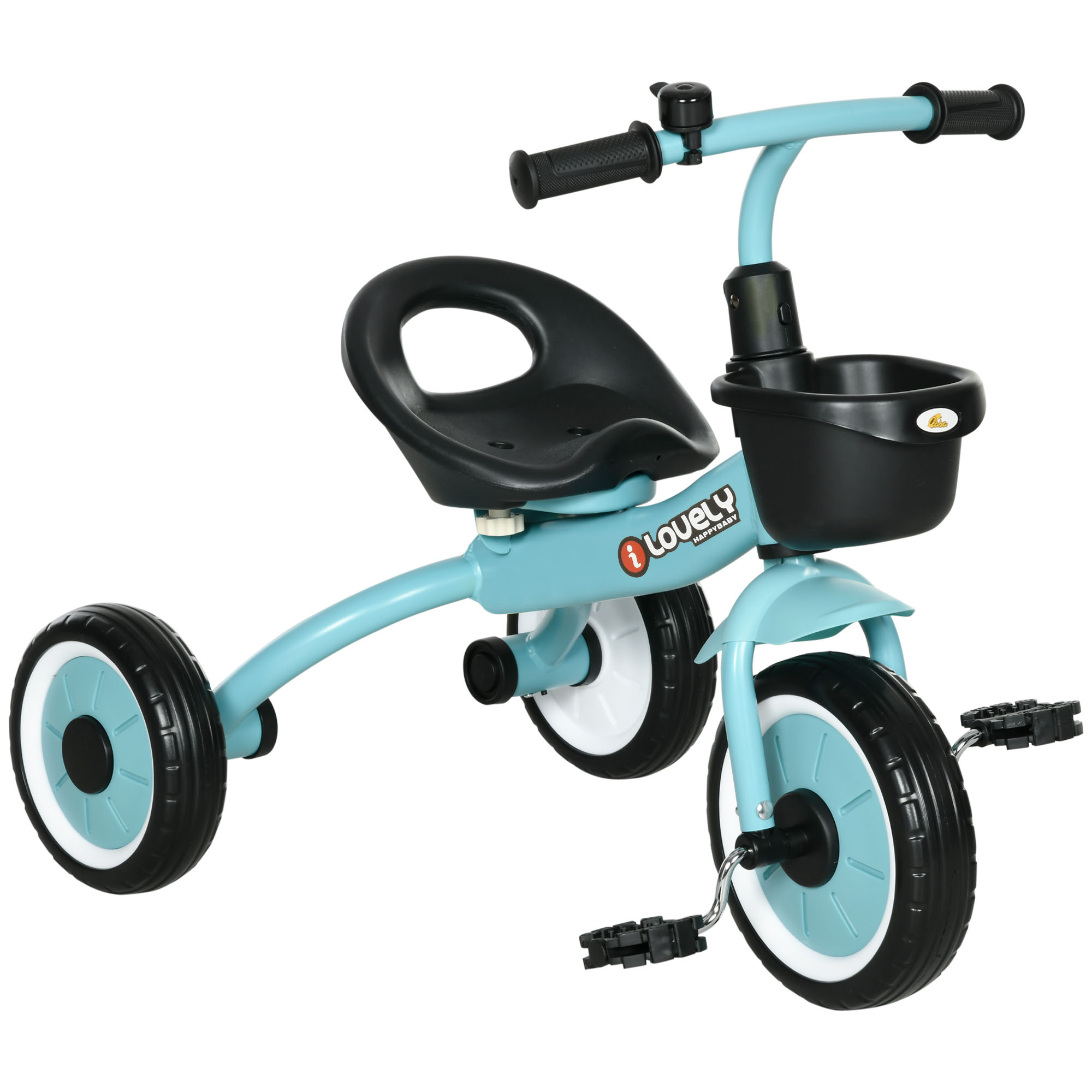Kids Trike, Tricycle, with Adjustable Seat, Basket, Bell, for Ages 2-5 Years - White (Drop Shipping Only, Not for Amazon)