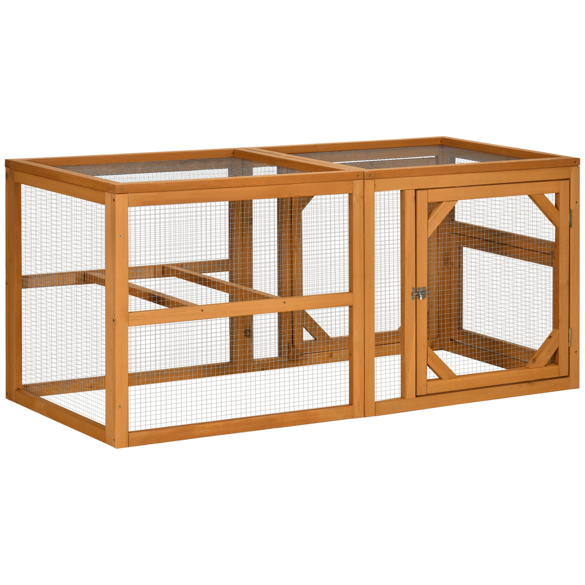 Wooden Chicken Coop with Perches, Doors, Combinable Design, for 2-4 Chickens - Natural Wood Colour (Drop Shipping Only, Not for Amazon)