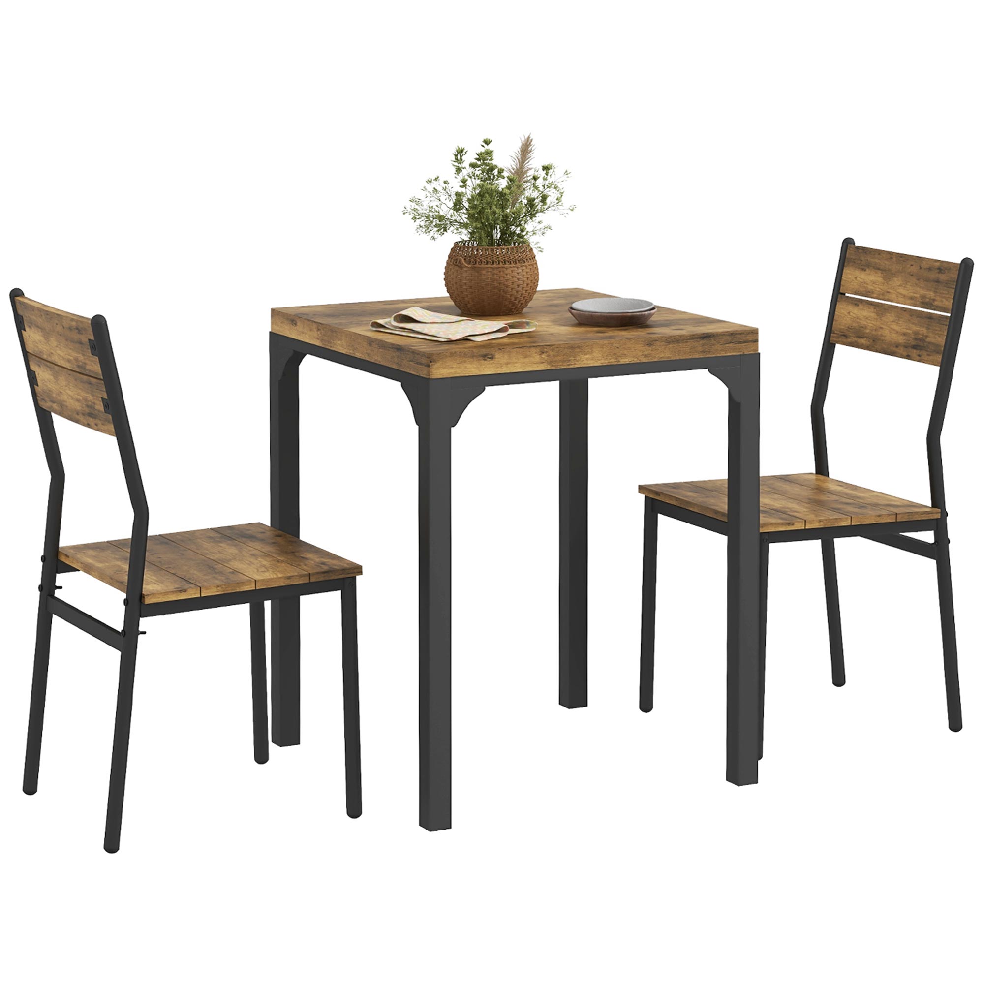 Three-Piece Minimal and Compact Dining Set, Rustic Brown (Drop Shipping Only, Not for Amazon)