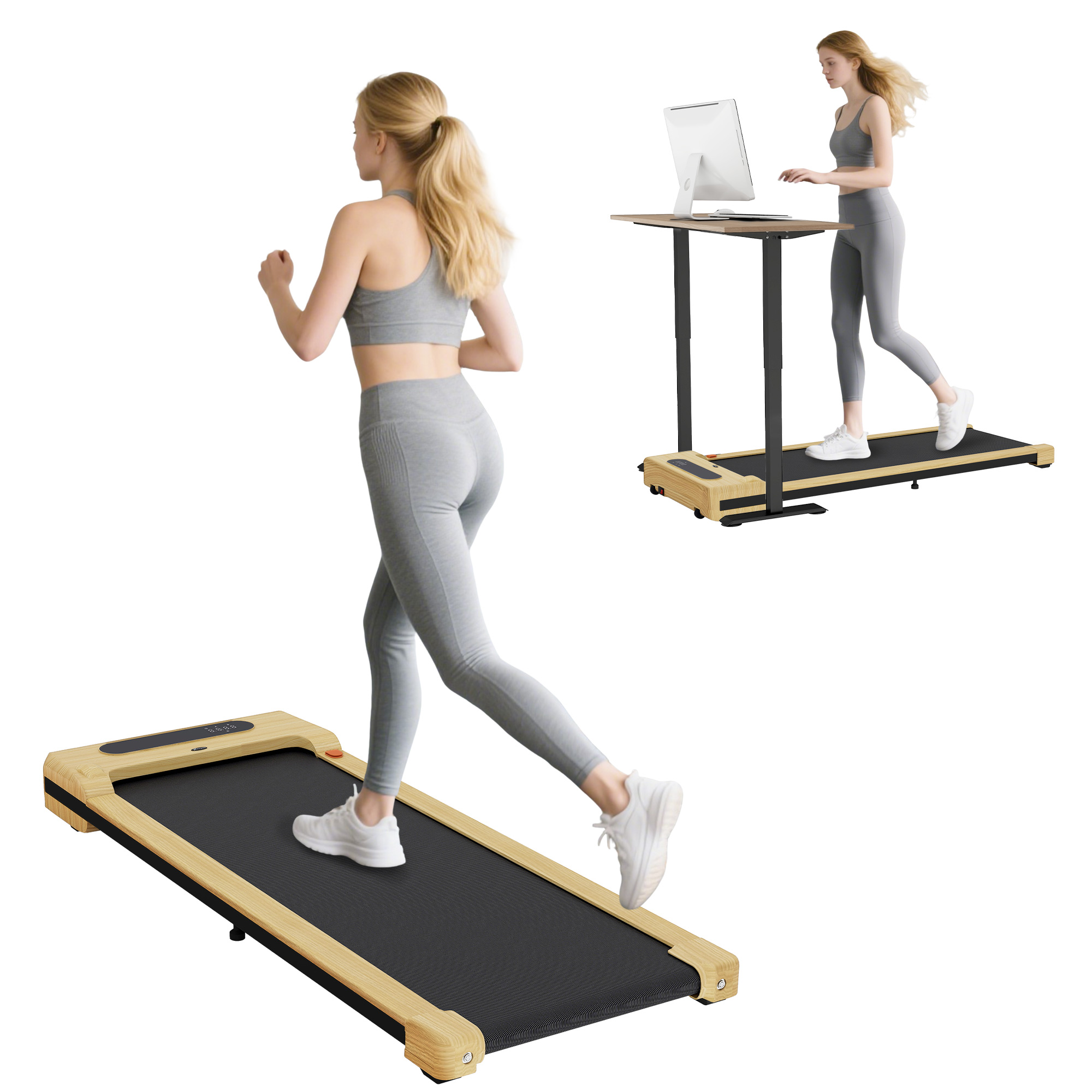 2.5HP Walking Pad, Under Desk Treadmill with Remote Control, Transport Wheels and LED Display for Home Gym Office (Drop Shipping Only, Not for Amazon)