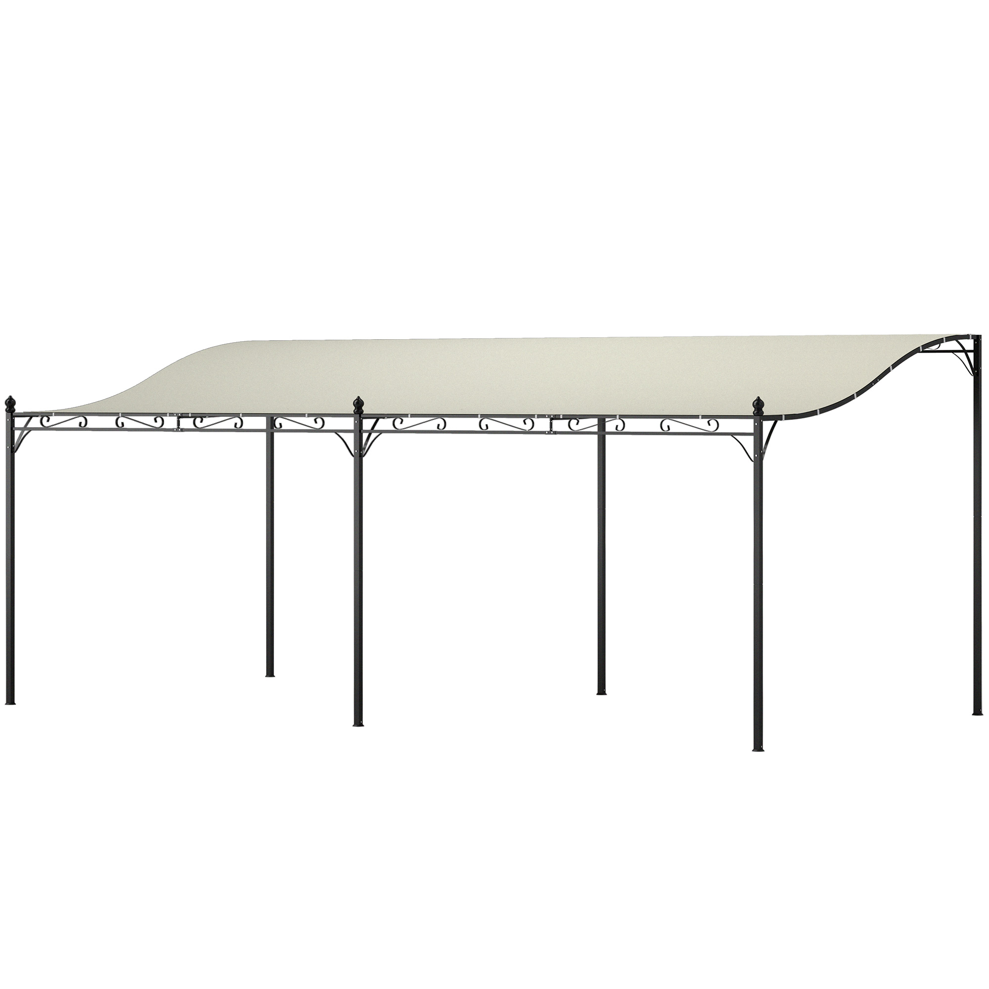 10' x 20' Wall-Mounted Outdoor Pergola Canopy, Metal Patio Canopy with Drainage Holes for Backyard Garden, Cream White (Drop Shipping Only, Not for Amazon)
